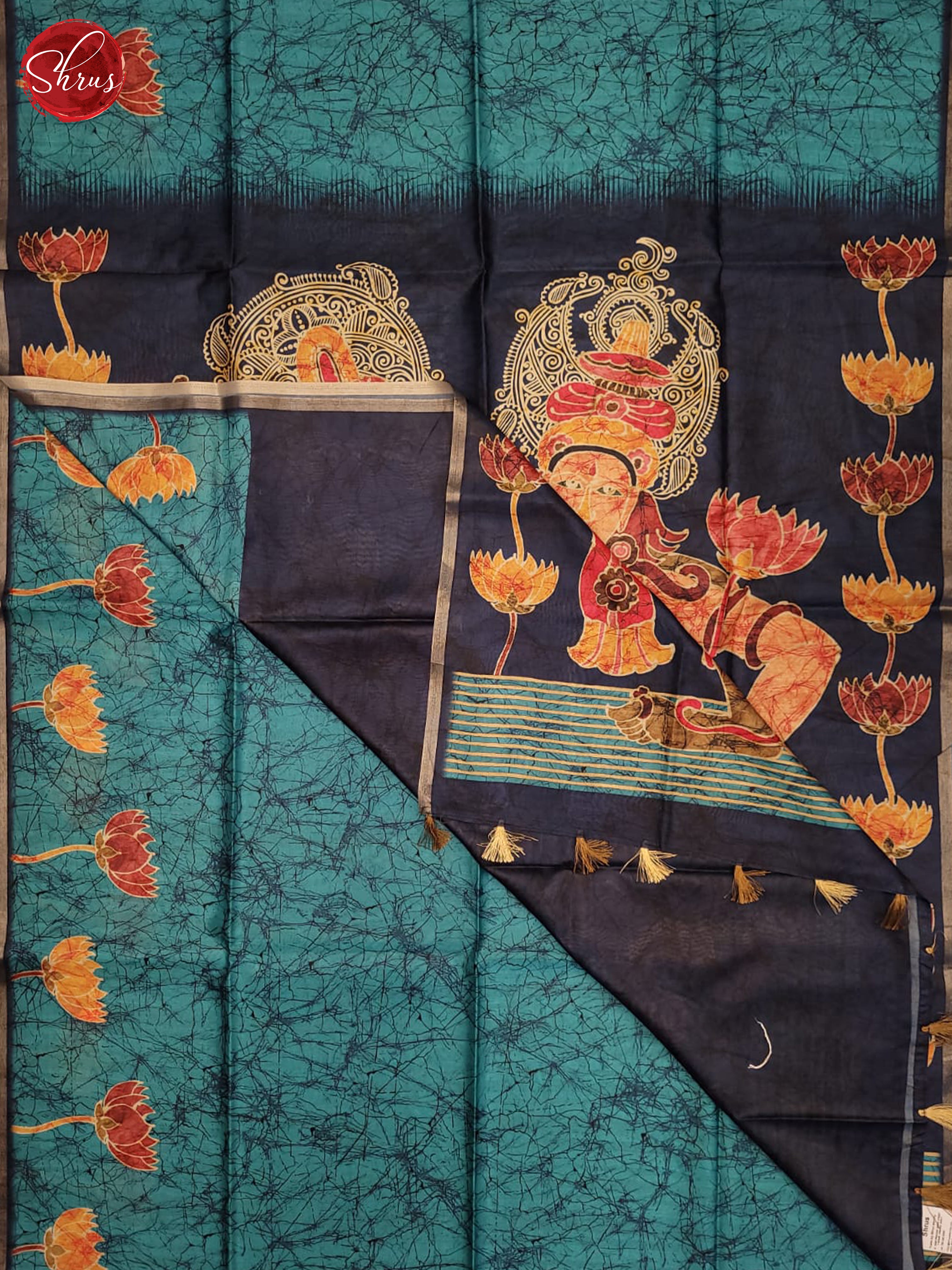 Blue & Navy Blue - Matka Cotton Saree - Shop on ShrusEternity.com