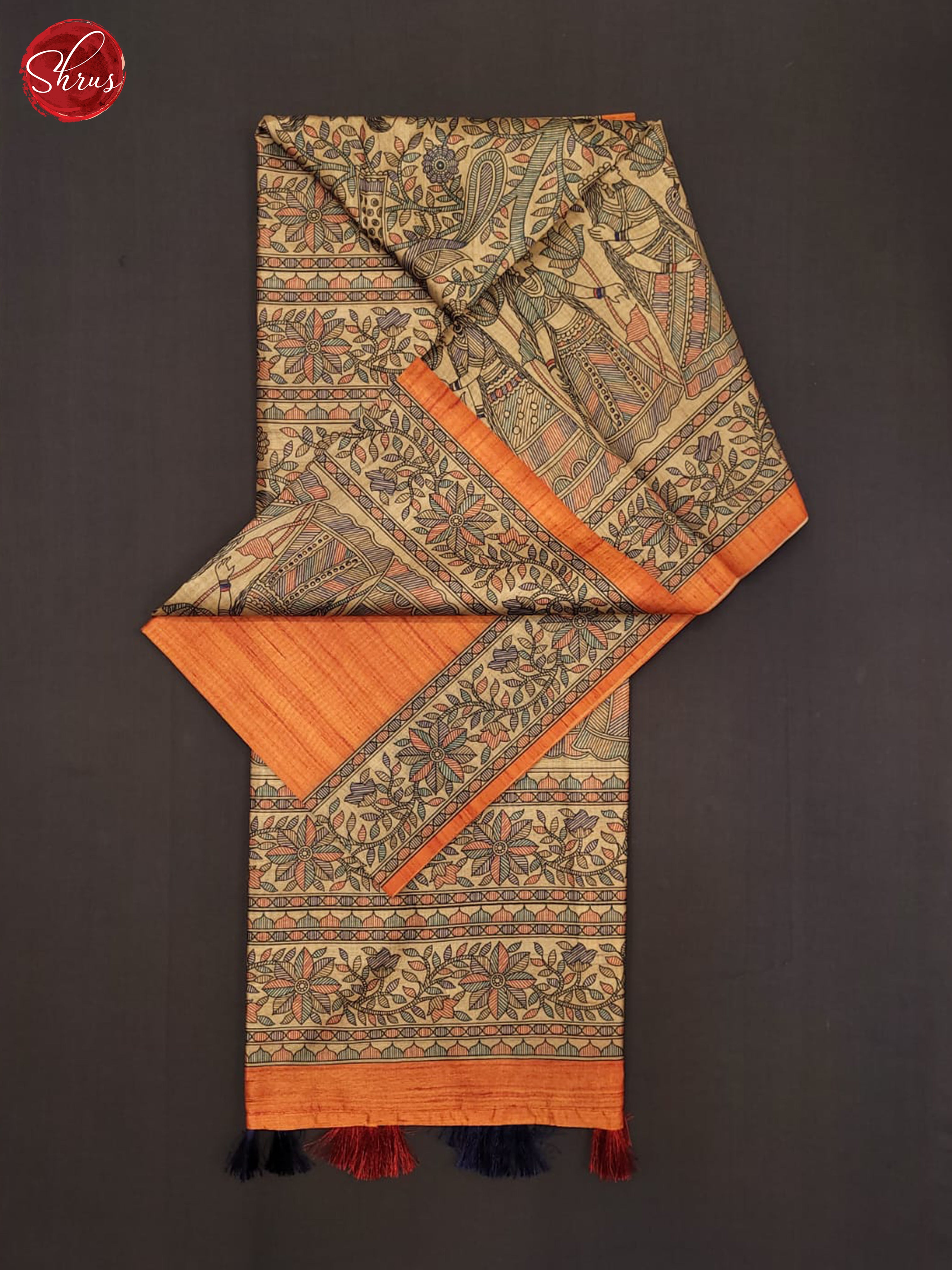 orange and beige- Semi Matka saree - Shop on ShrusEternity.com