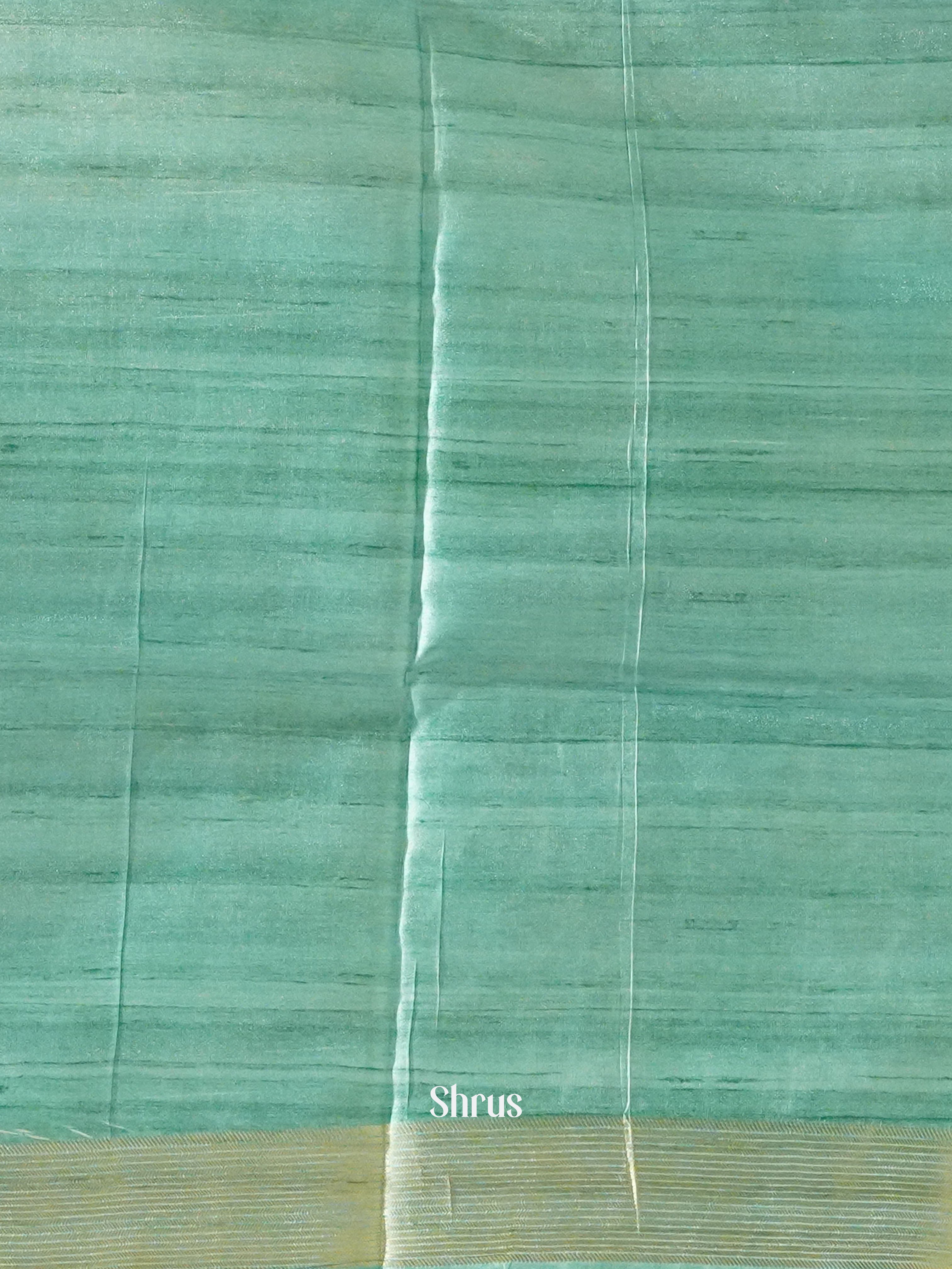Cream Blue And Mustard- Semi Raw Silk Saree - Shop on ShrusEternity.com