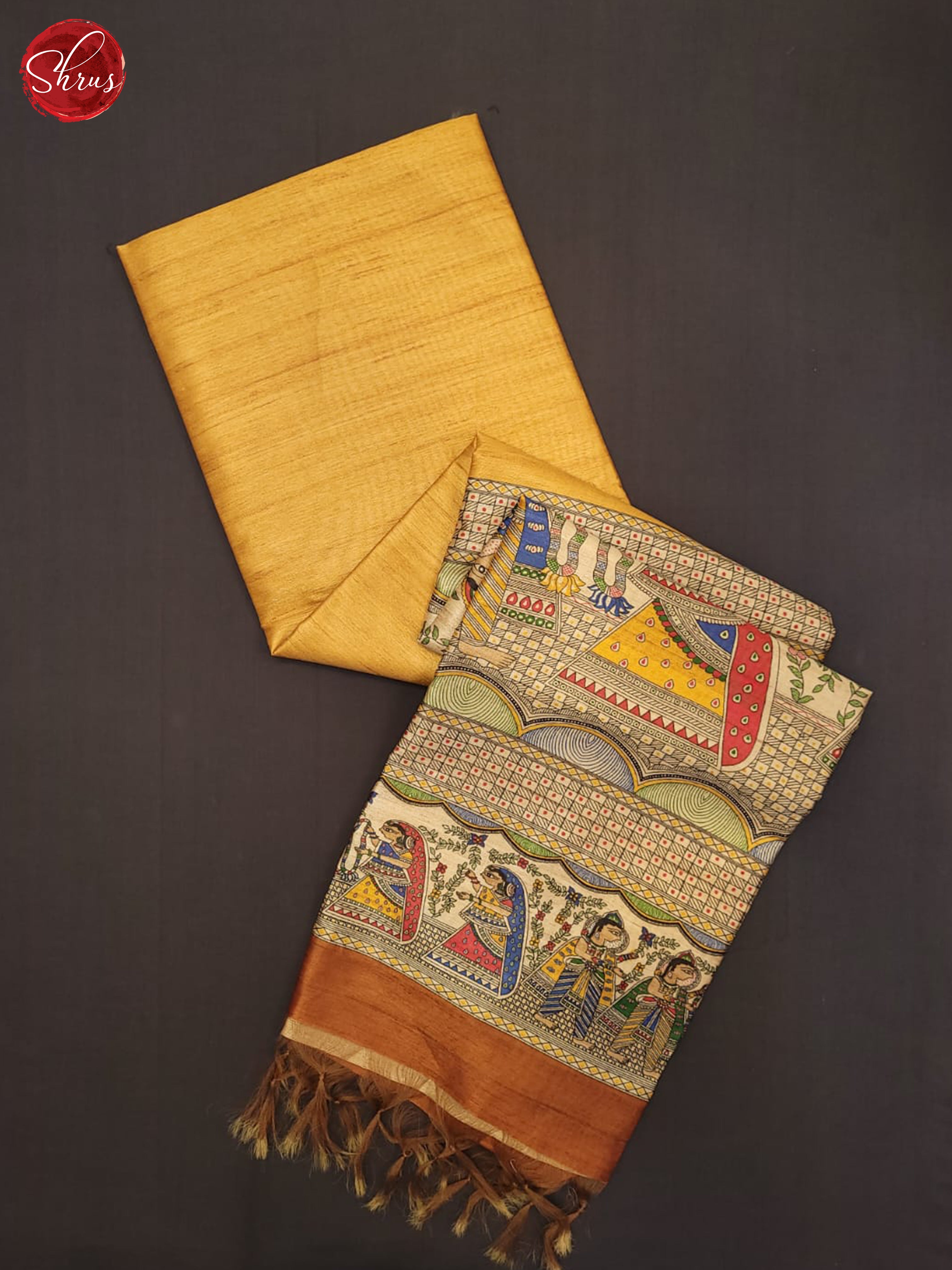 yellow and brown- Semi Matka Saree - Shop on ShrusEternity.com