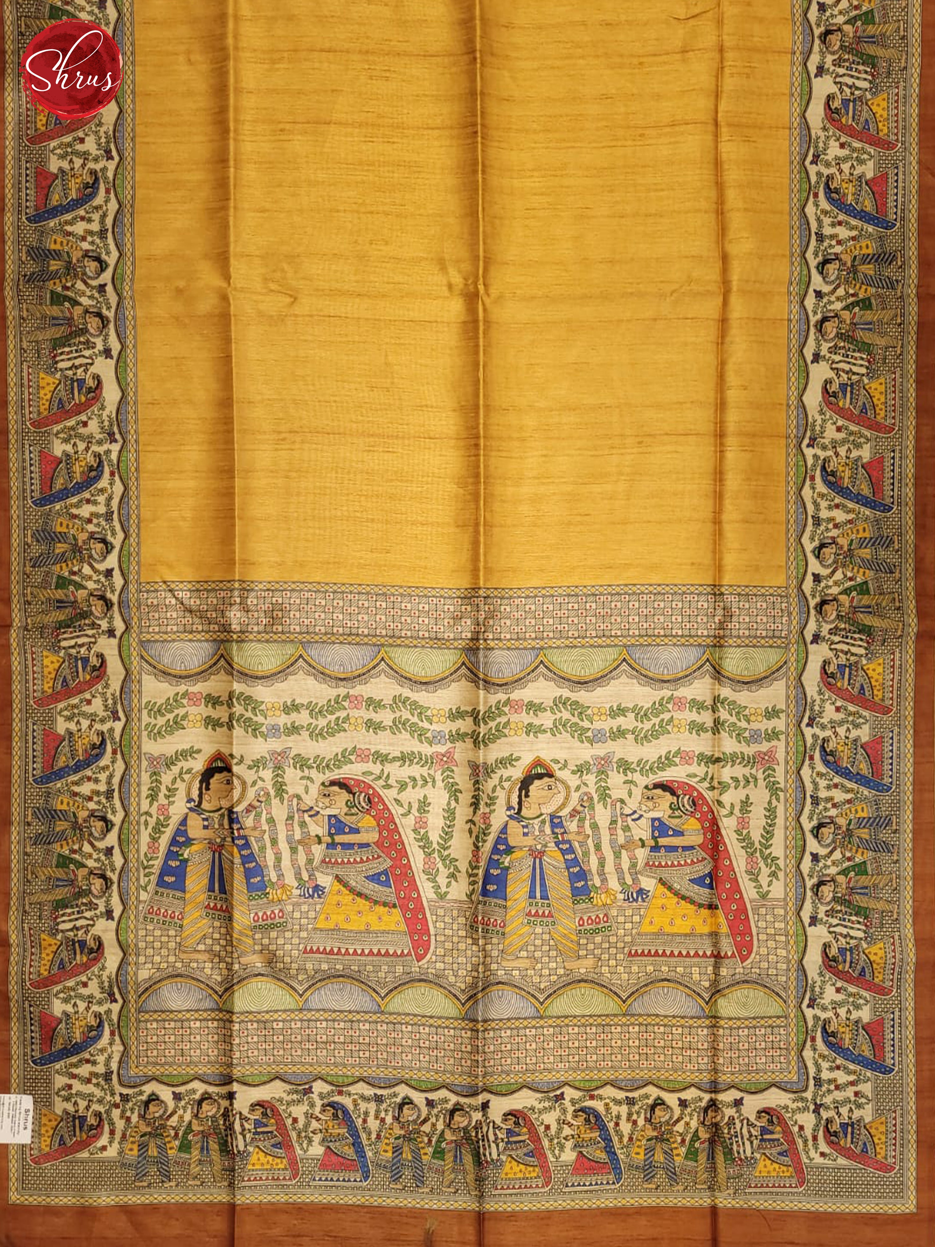yellow and brown- Semi Matka Saree - Shop on ShrusEternity.com