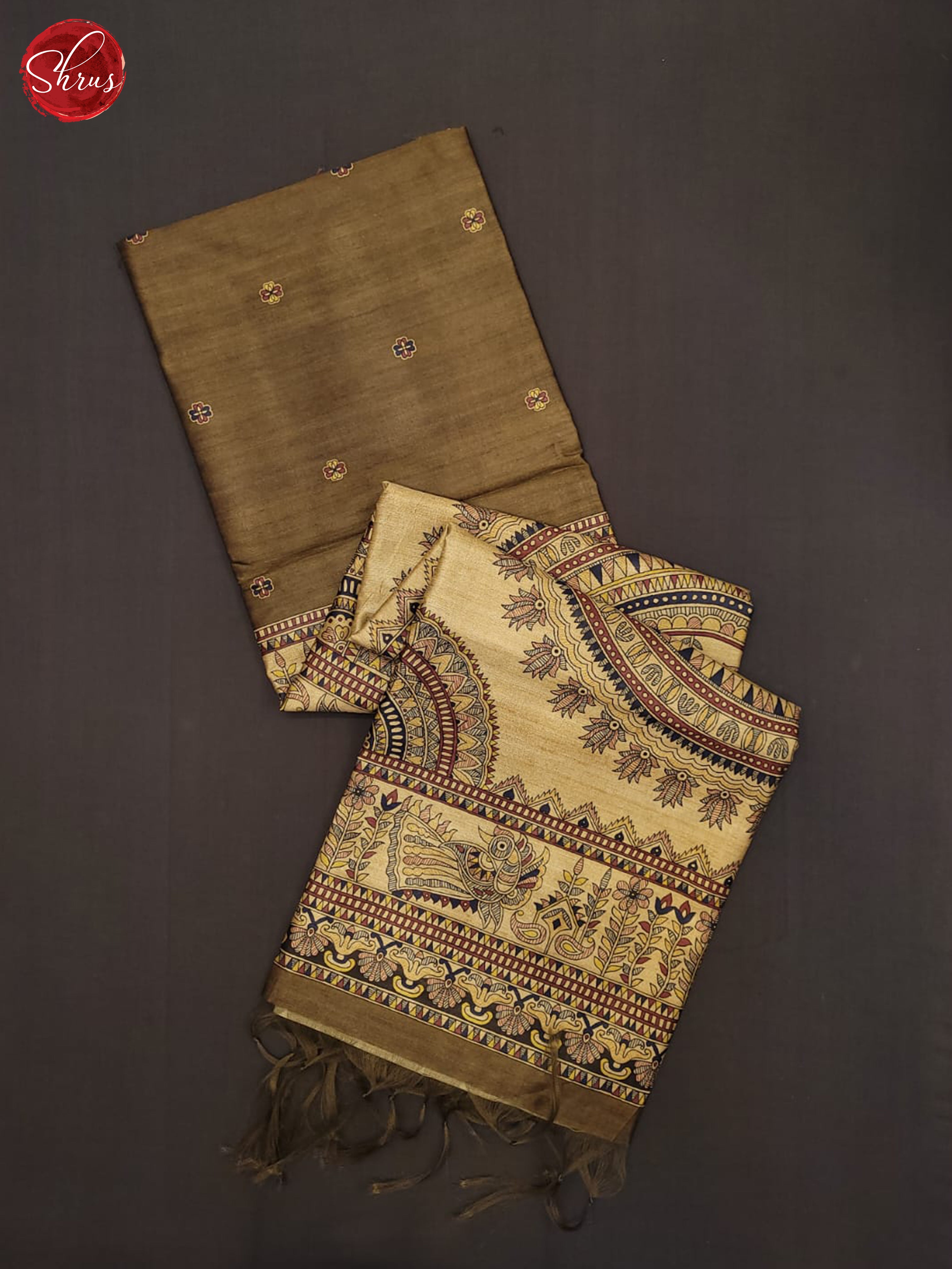 mehandi Green and beige- Semi Matka Saree - Shop on ShrusEternity.com