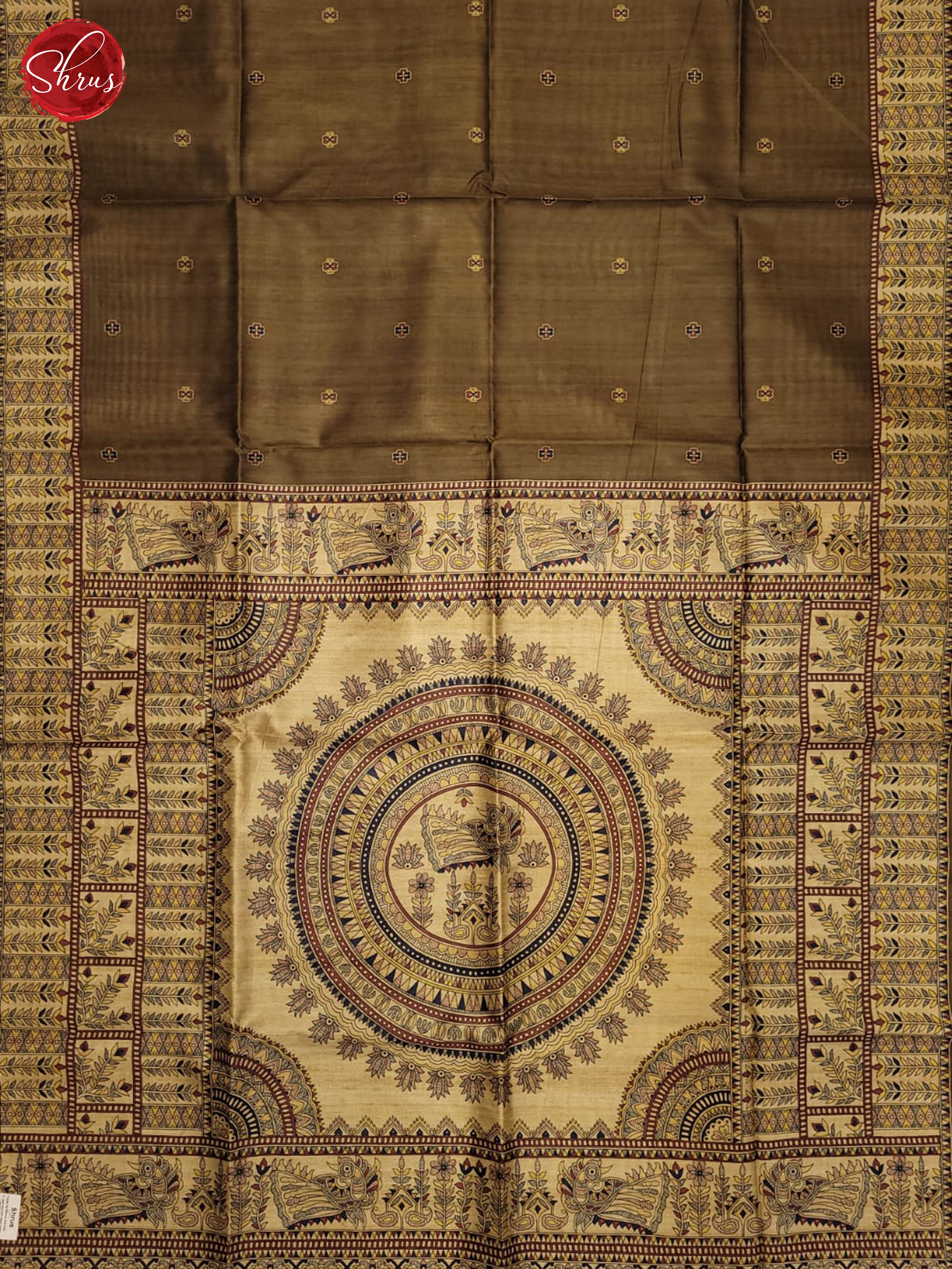 mehandi Green and beige- Semi Matka Saree - Shop on ShrusEternity.com