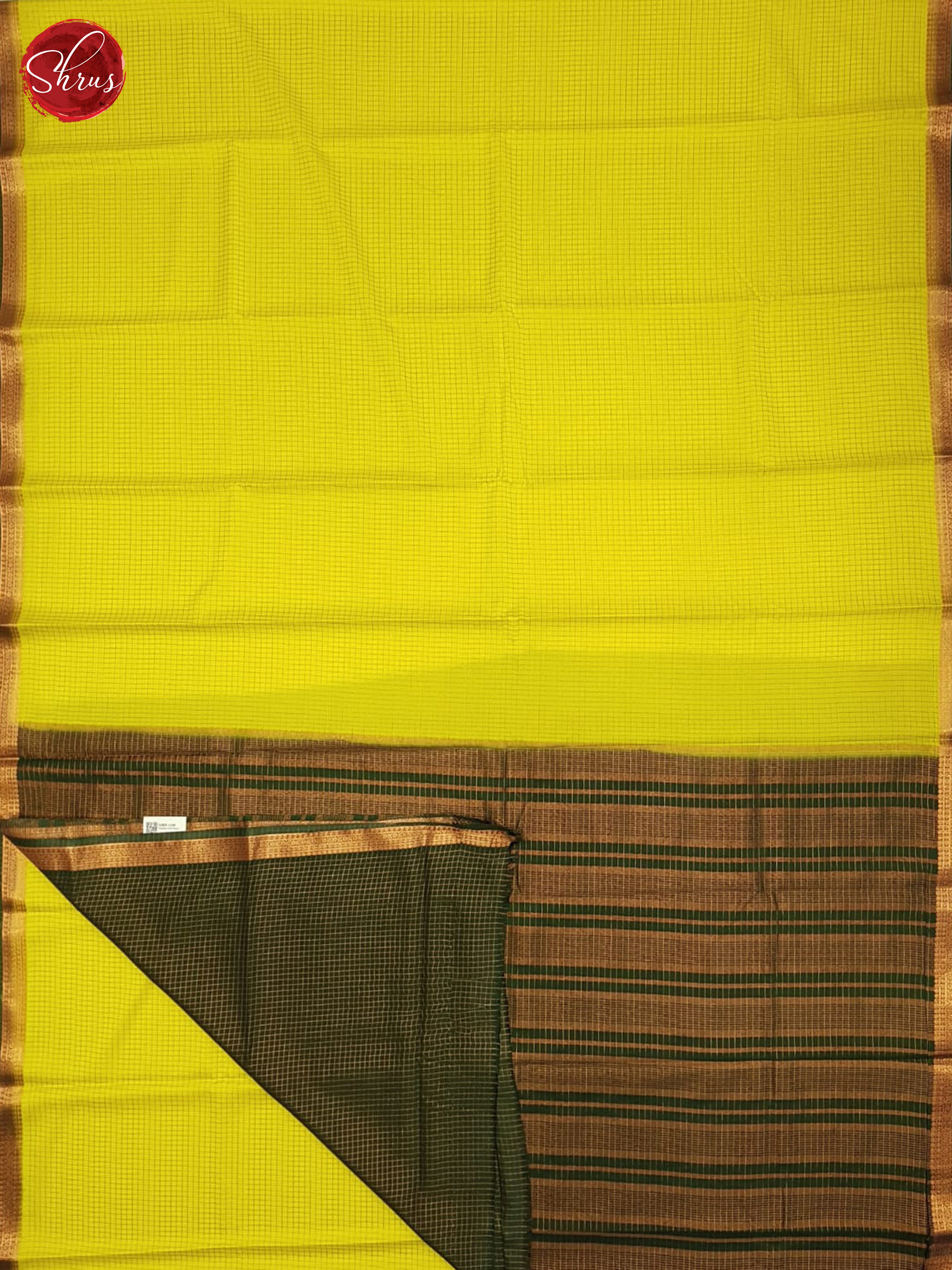 Lime Yellow & Green - Semi Mysoresilk Saree - Shop on ShrusEternity.com