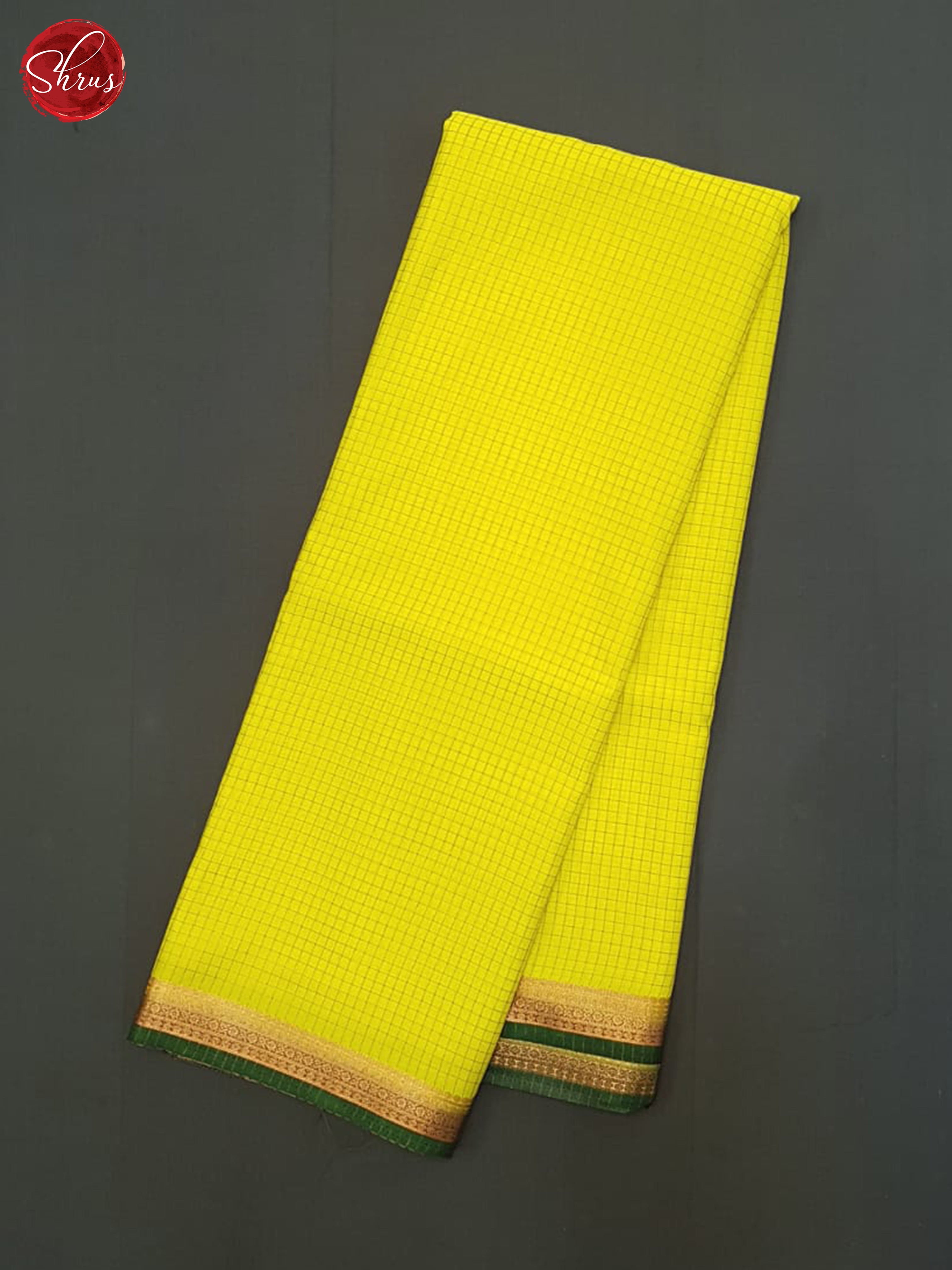 Lime Yellow & Green - Semi Mysoresilk Saree - Shop on ShrusEternity.com