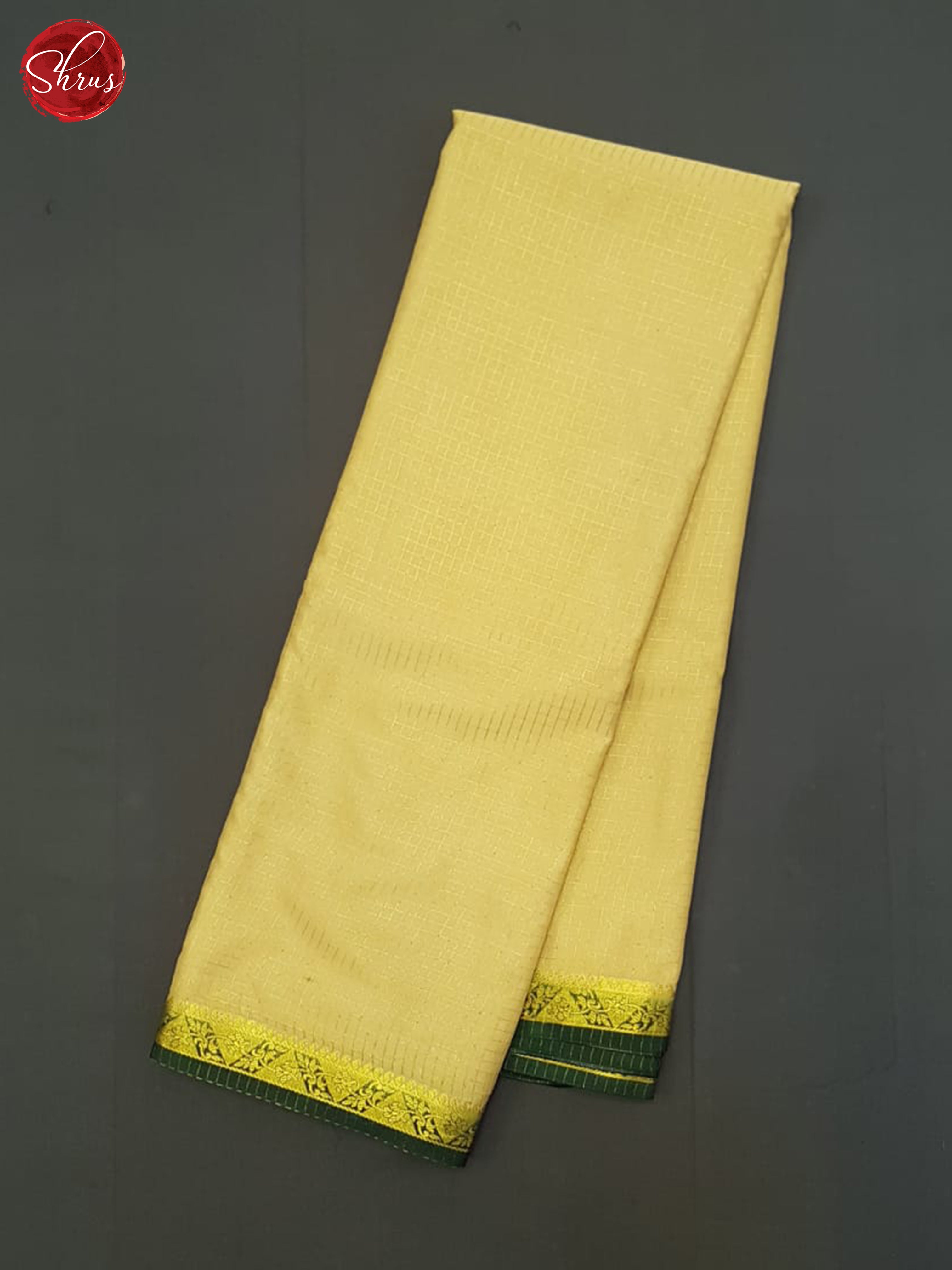 Beige & Green- Semi Mysoresilk Saree - Shop on ShrusEternity.com