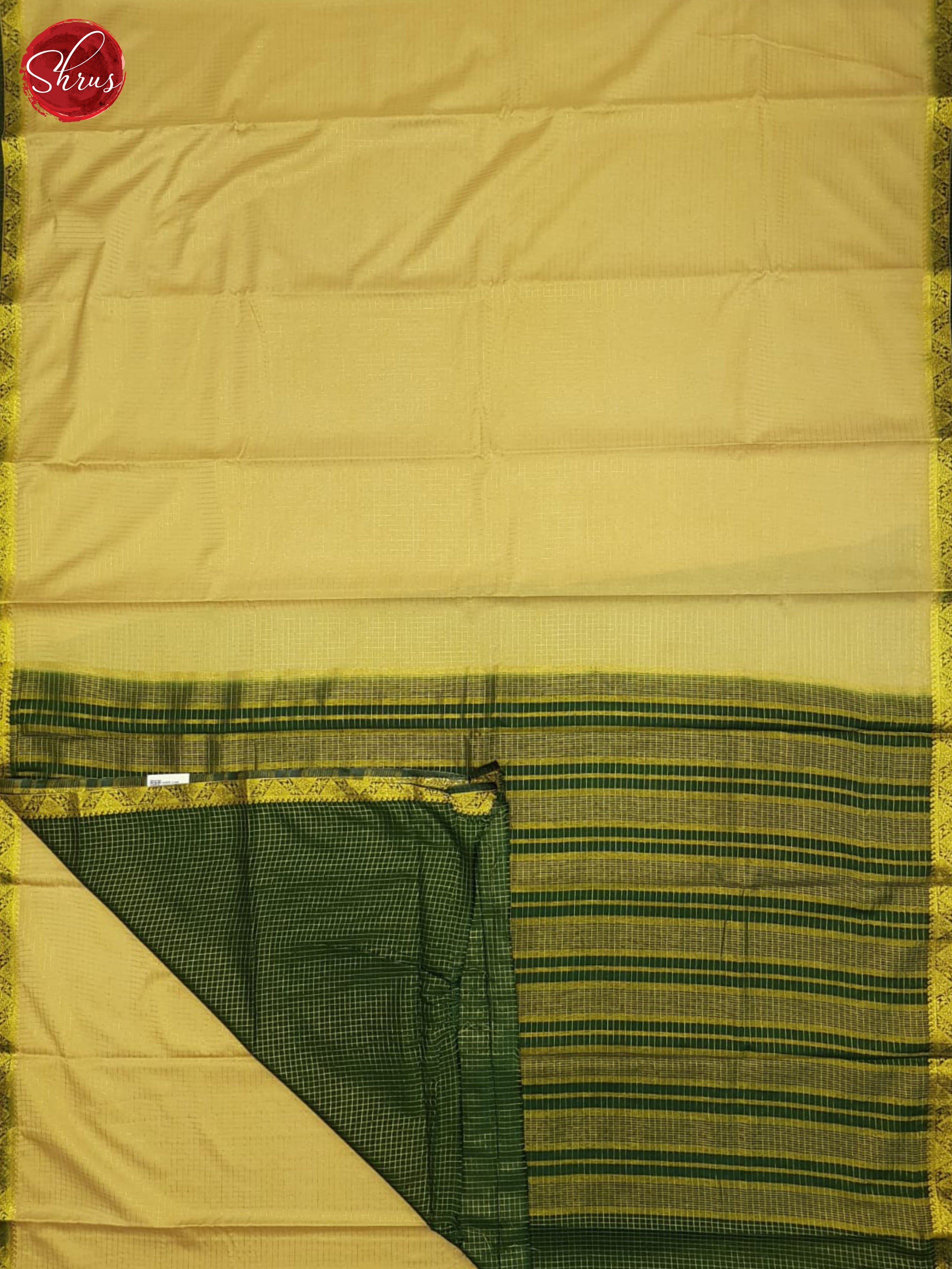 Beige & Green- Semi Mysoresilk Saree - Shop on ShrusEternity.com