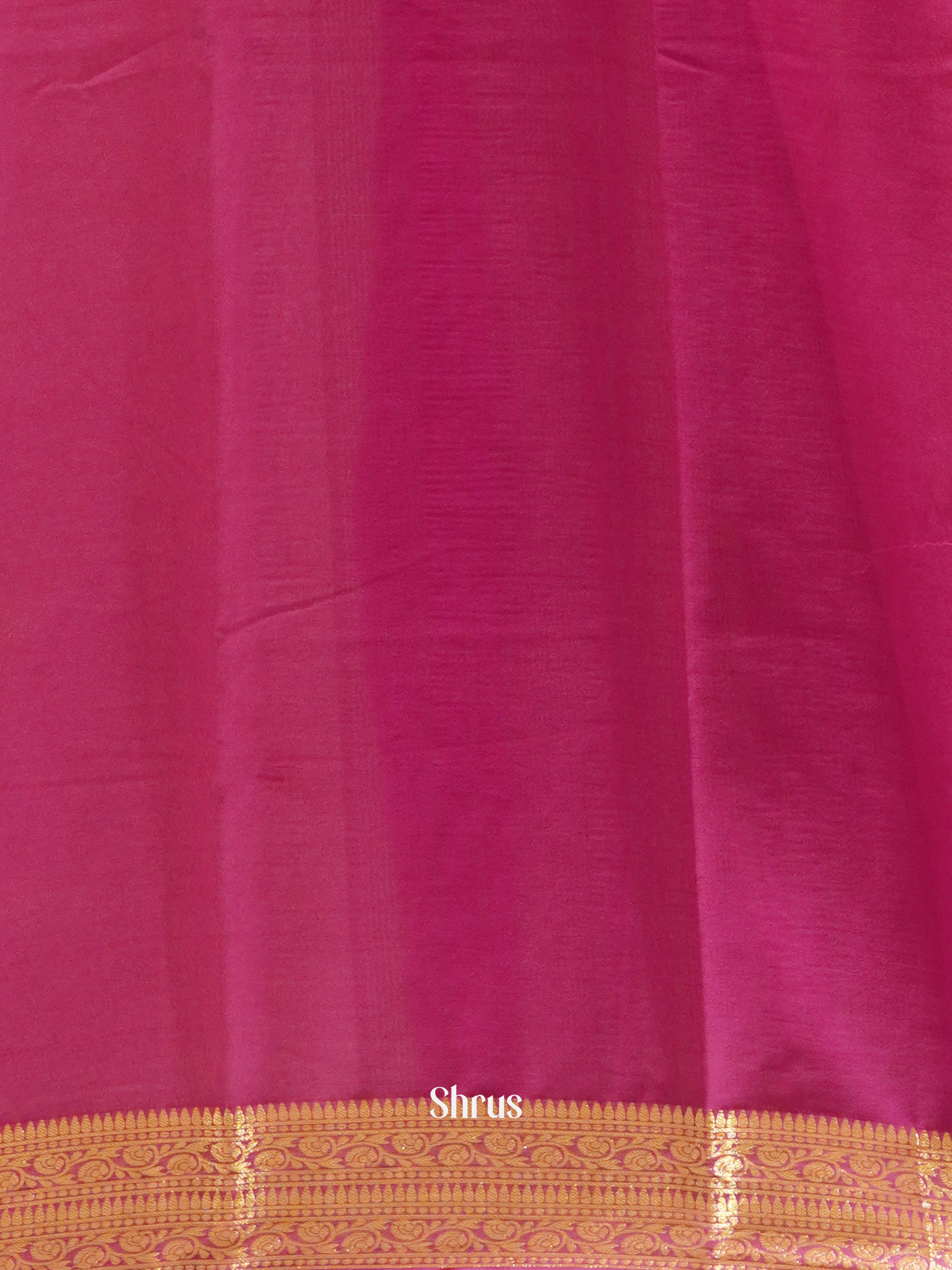 Cream & Pink - Semi Georgette Saree - Shop on ShrusEternity.com