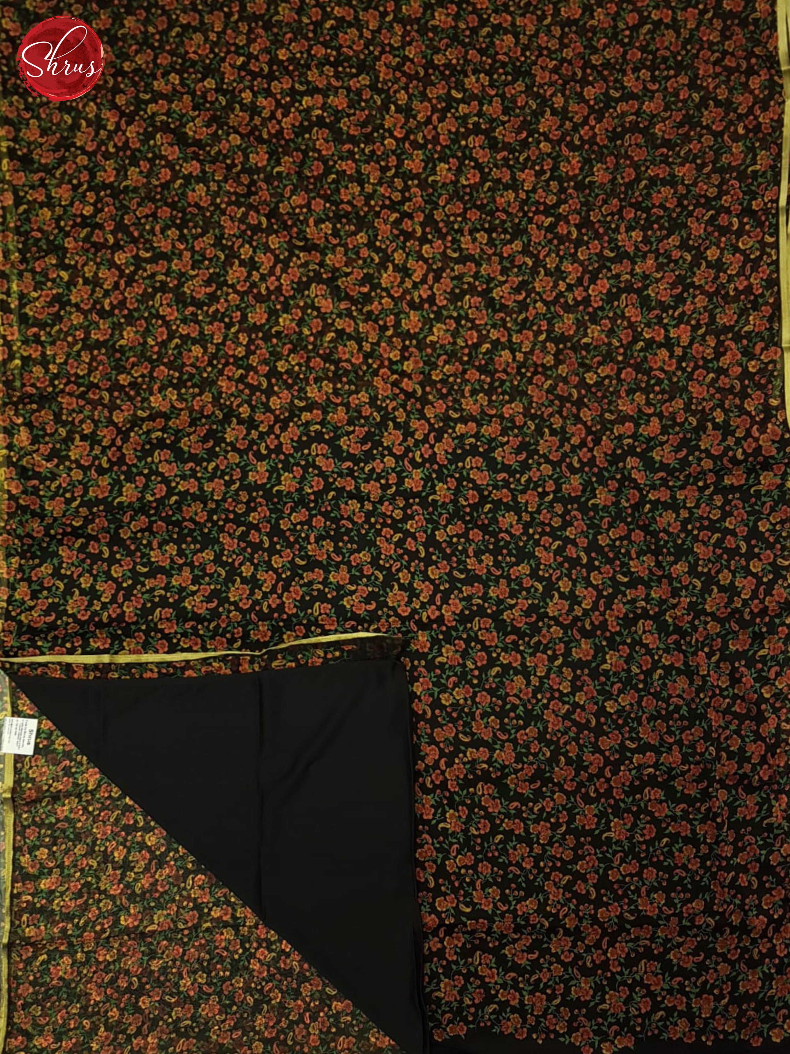 Black(Single Tone) - Semi Chiffon Saree - Shop on ShrusEternity.com