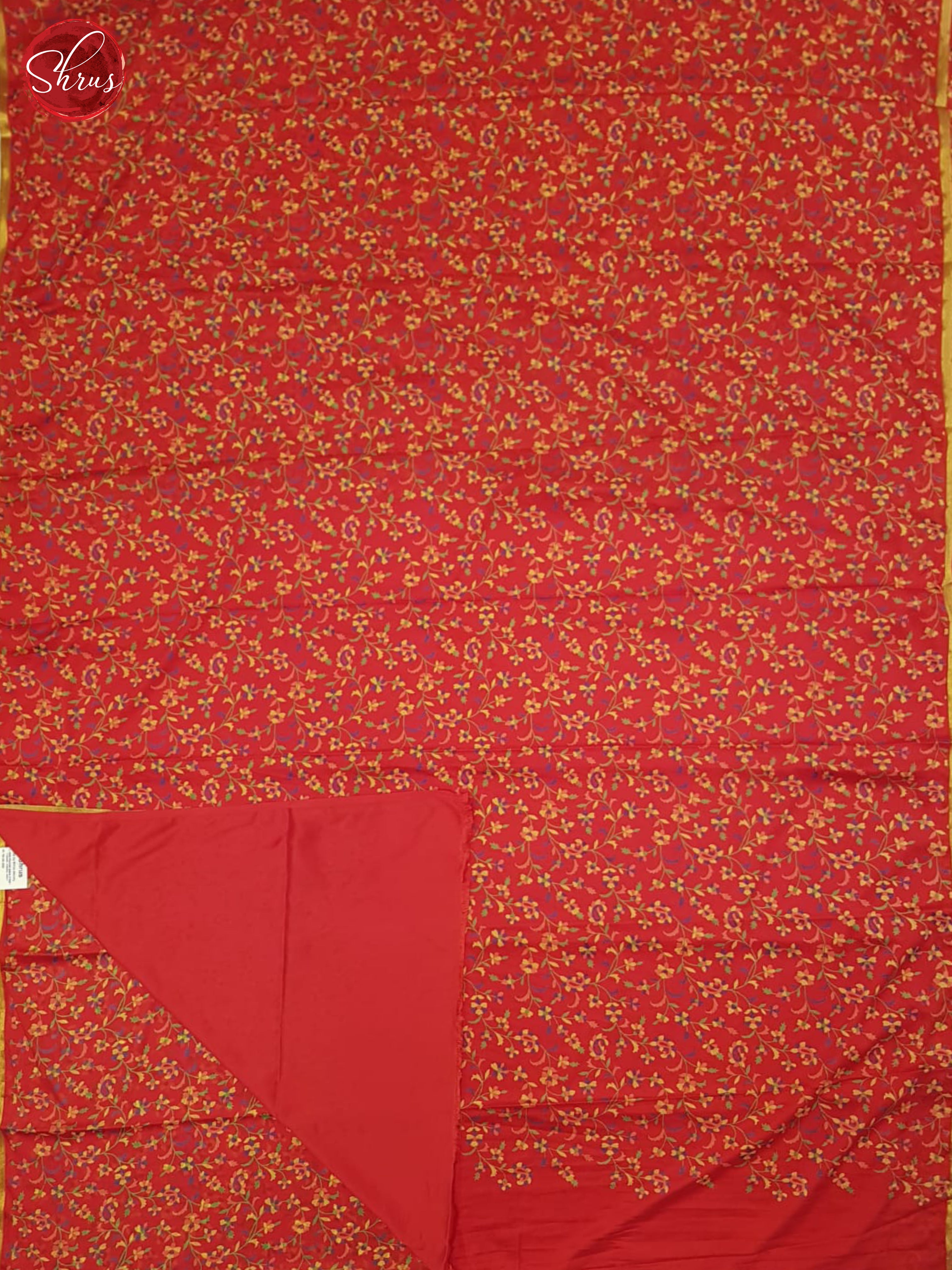 Red(Single Tone)- Semi Chiffon Saree - Shop on ShrusEternity.com
