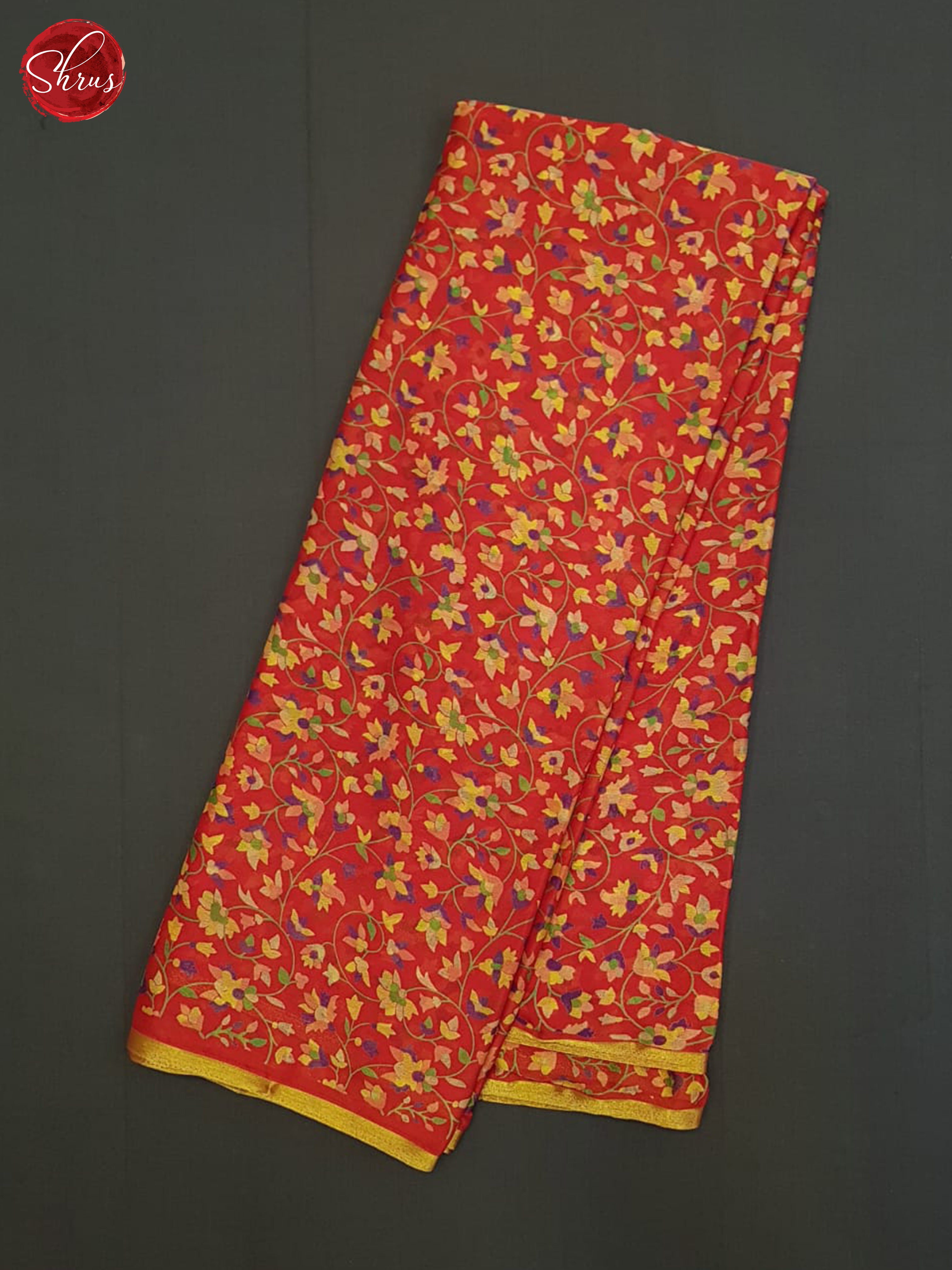 Red(Single Tone)- Semi Chiffon Saree - Shop on ShrusEternity.com