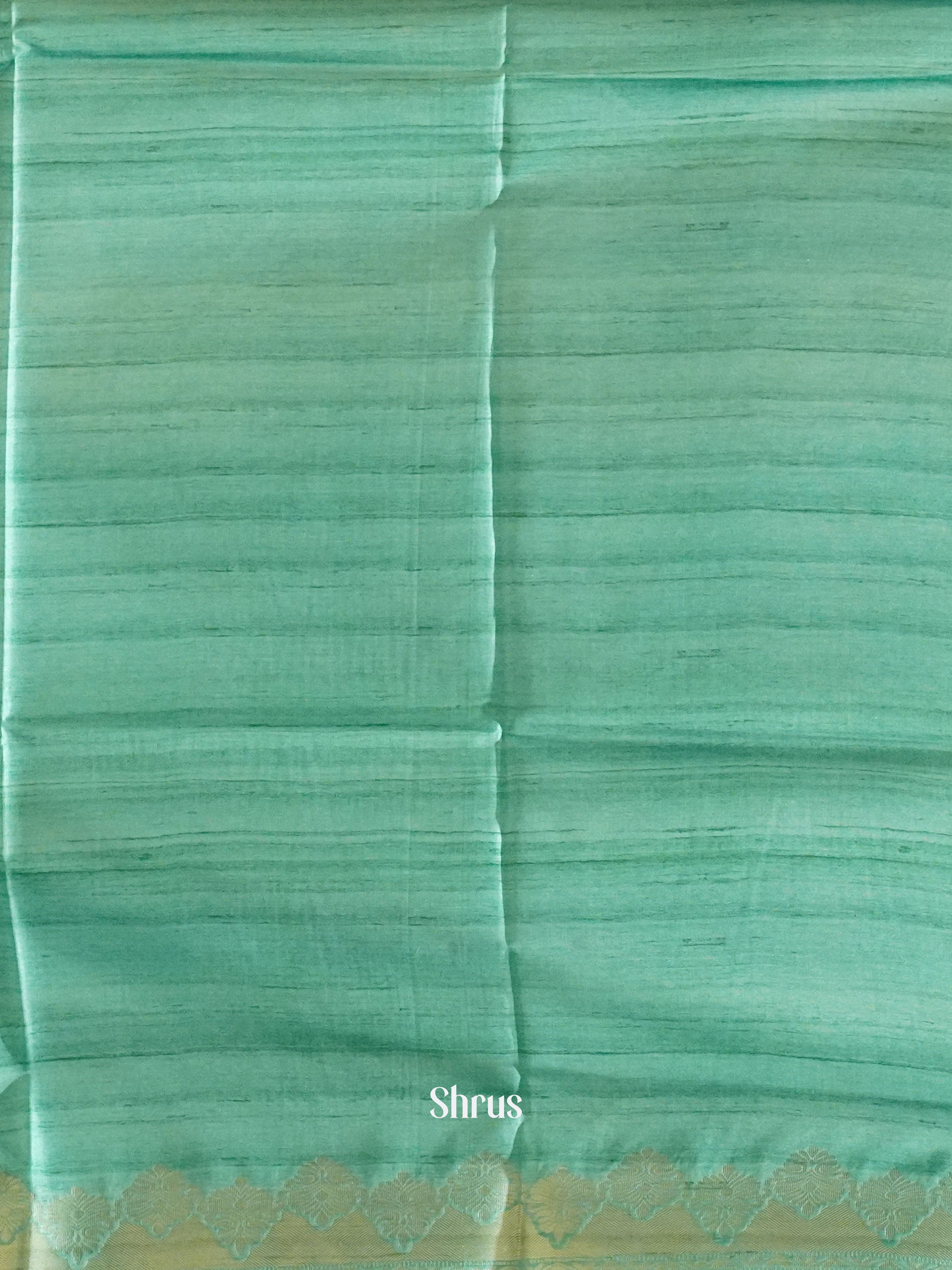 Beige Teal Green And Mustard- Semi Raw Silk Saree - Shop on ShrusEternity.com