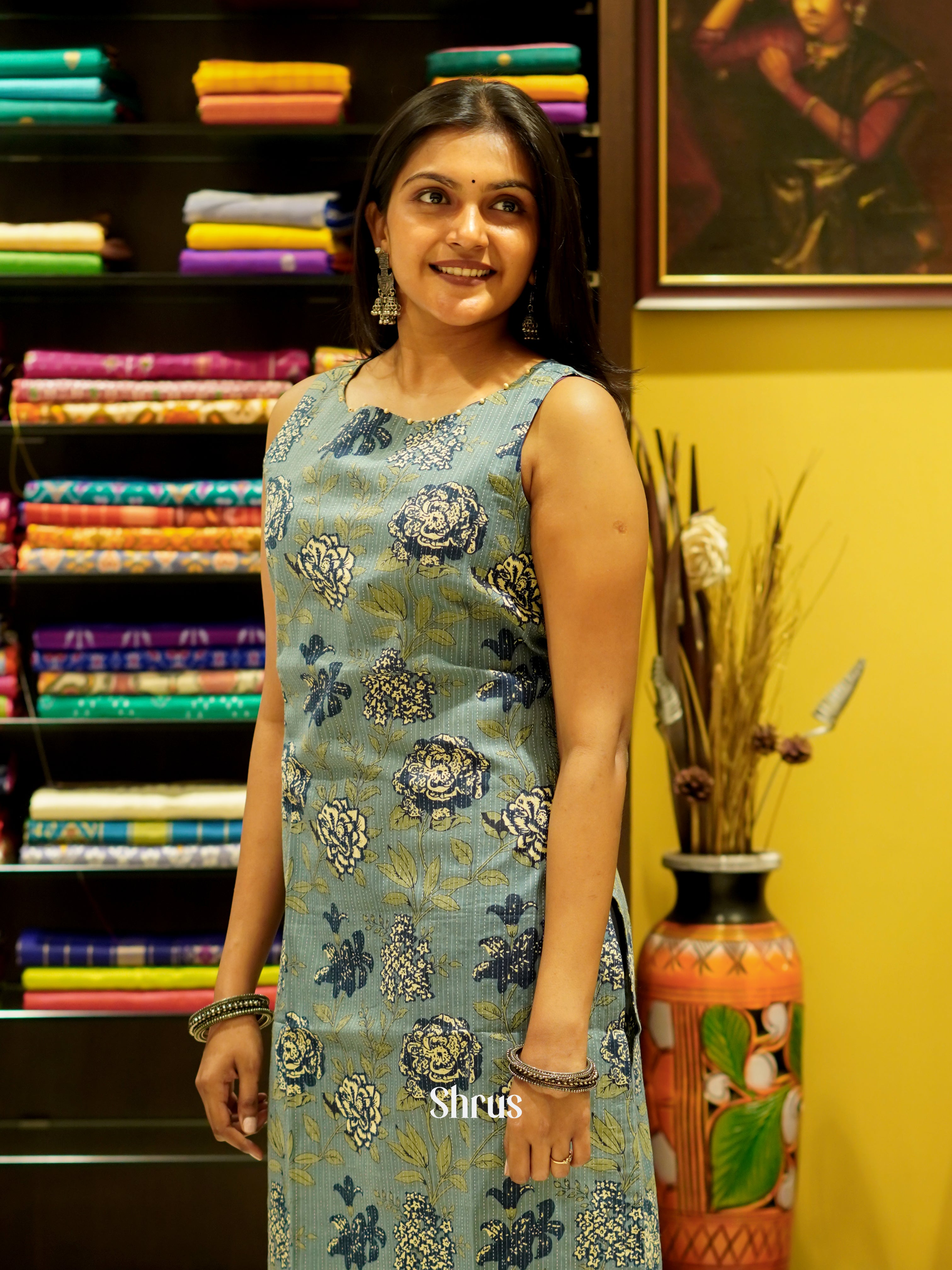 Green & Blue - Readymade Kurti - Shop on ShrusEternity.com