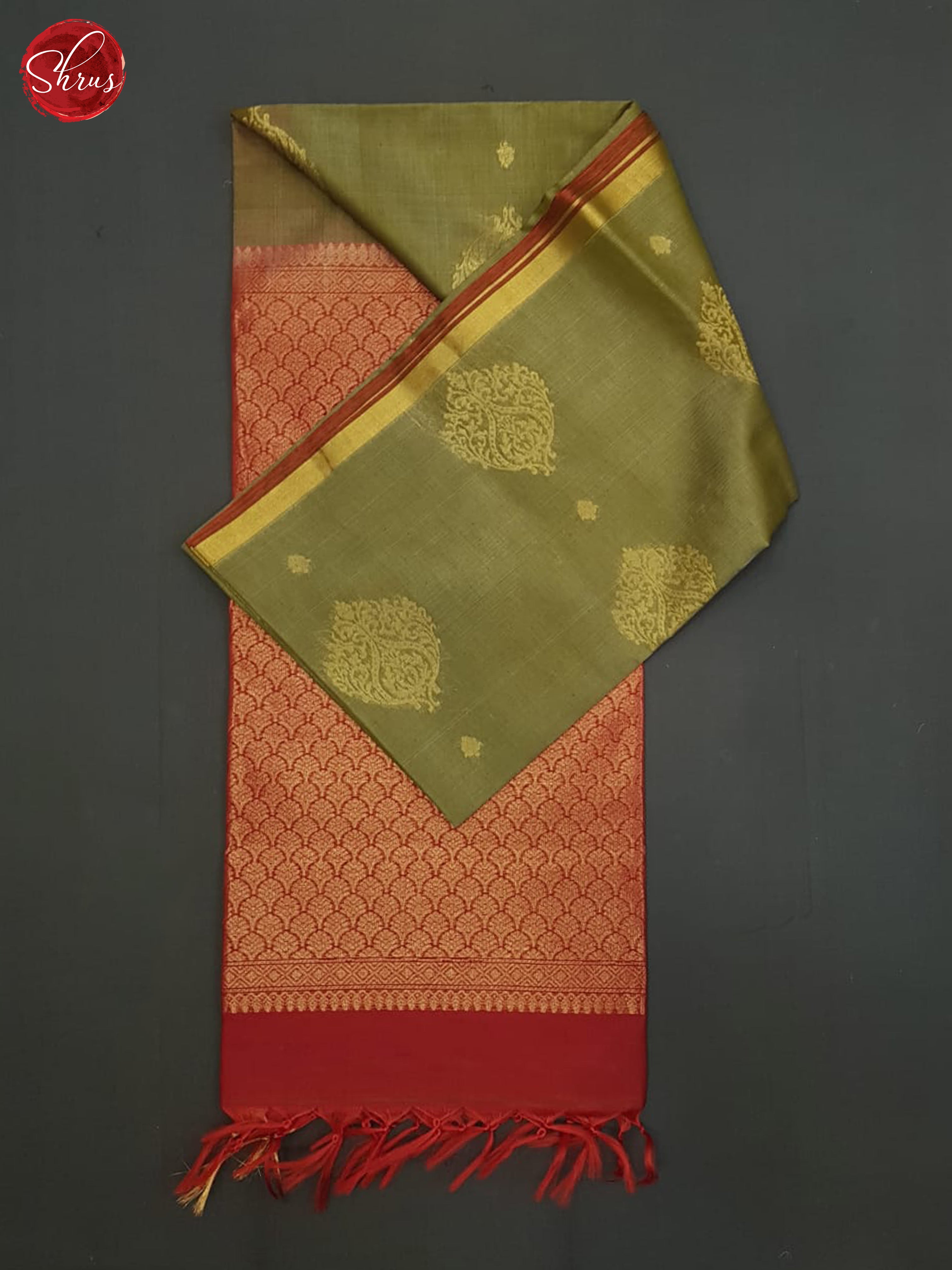 Elachi Green And Red- silk Cotton saree - Shop on ShrusEternity.com