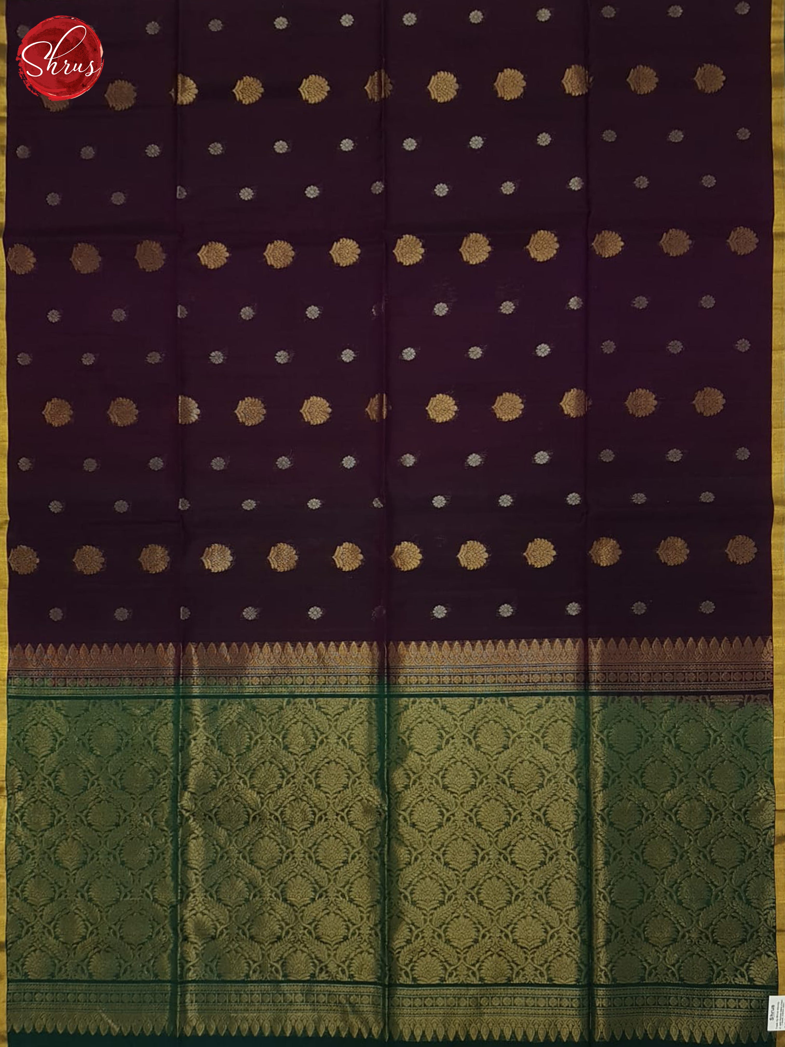 Deep Wine And Green- Silk Cotton Saree - Shop on ShrusEternity.com