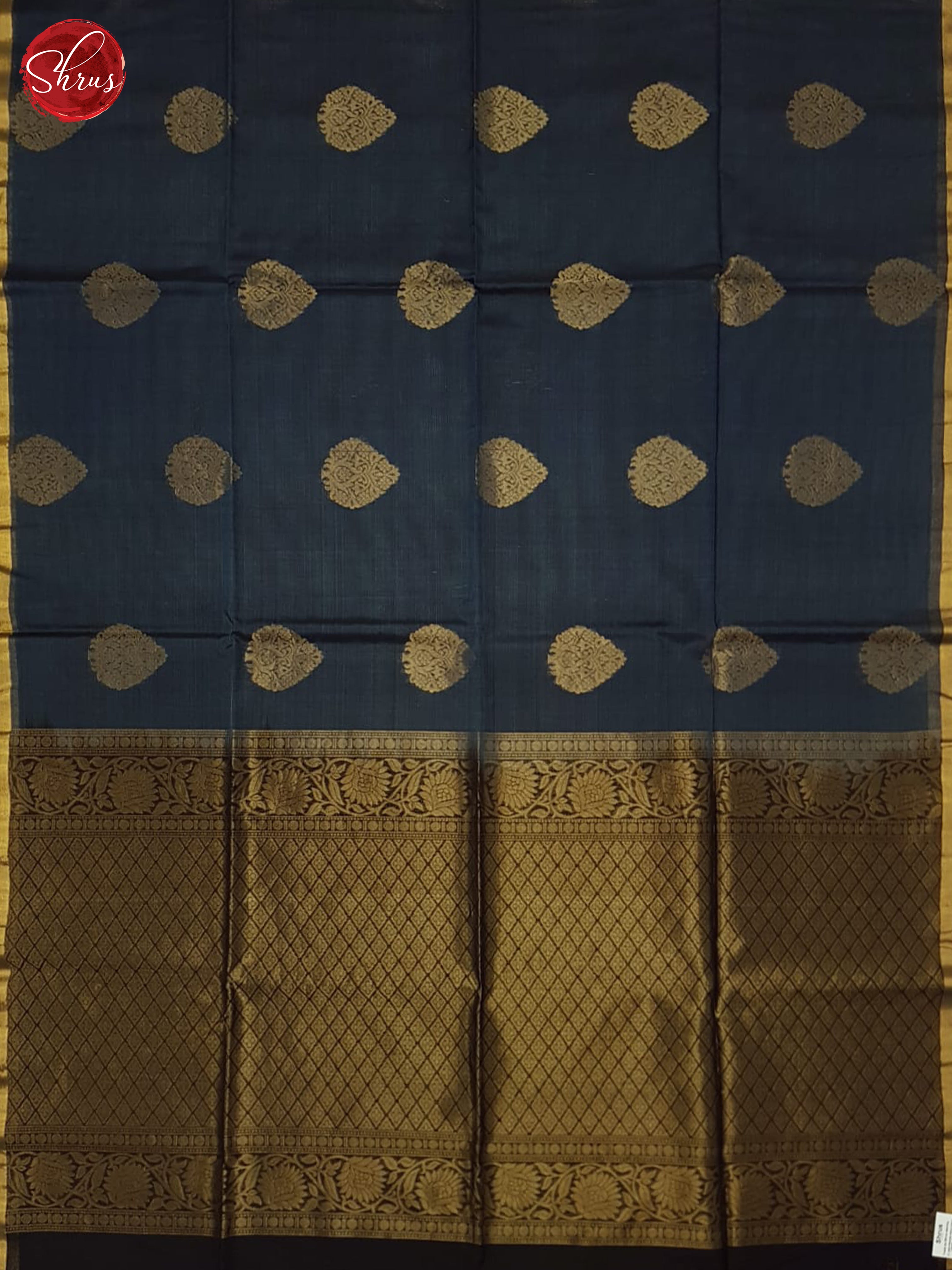 Grey And Black- Silk Cotton Saree - Shop on ShrusEternity.com