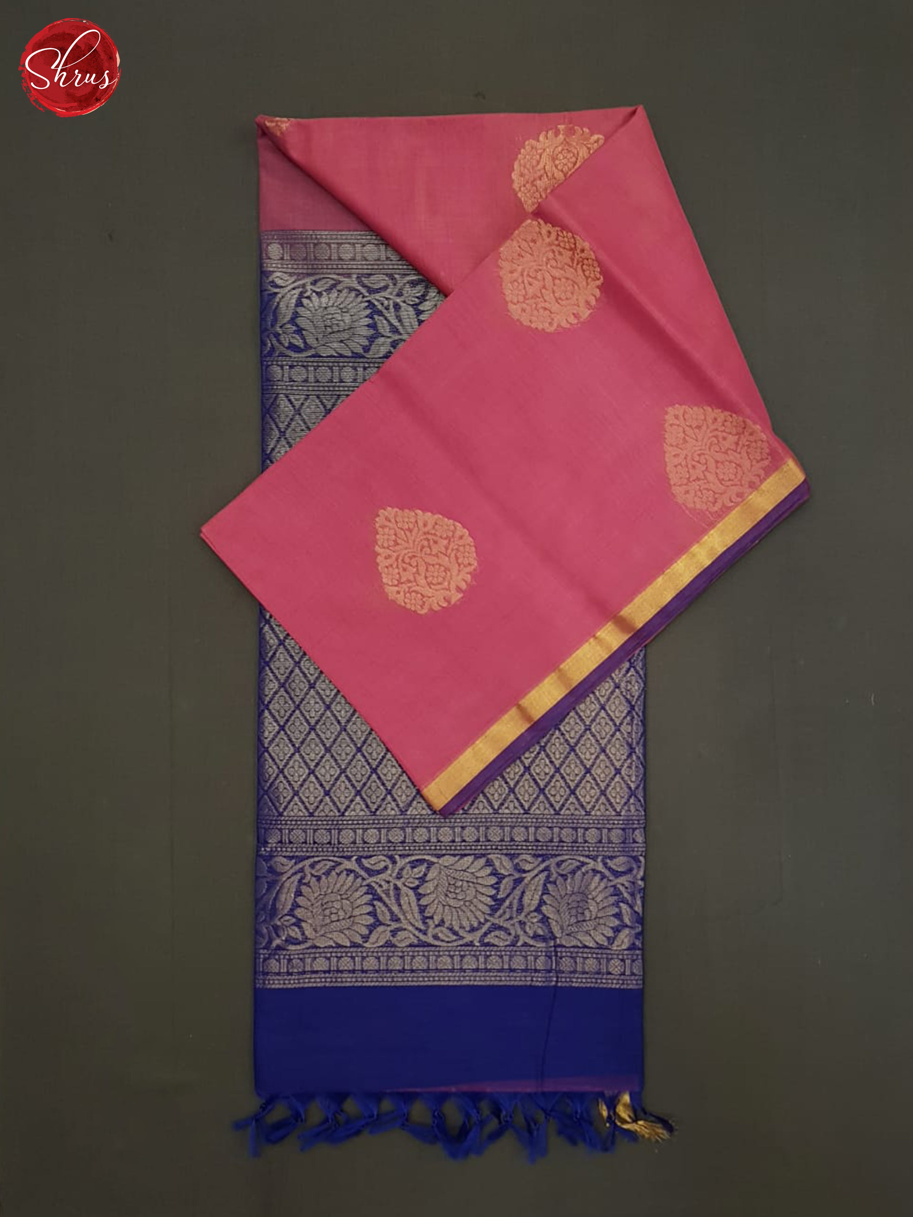 Pink And Blue- Silk Cotton Saree - Shop on ShrusEternity.com