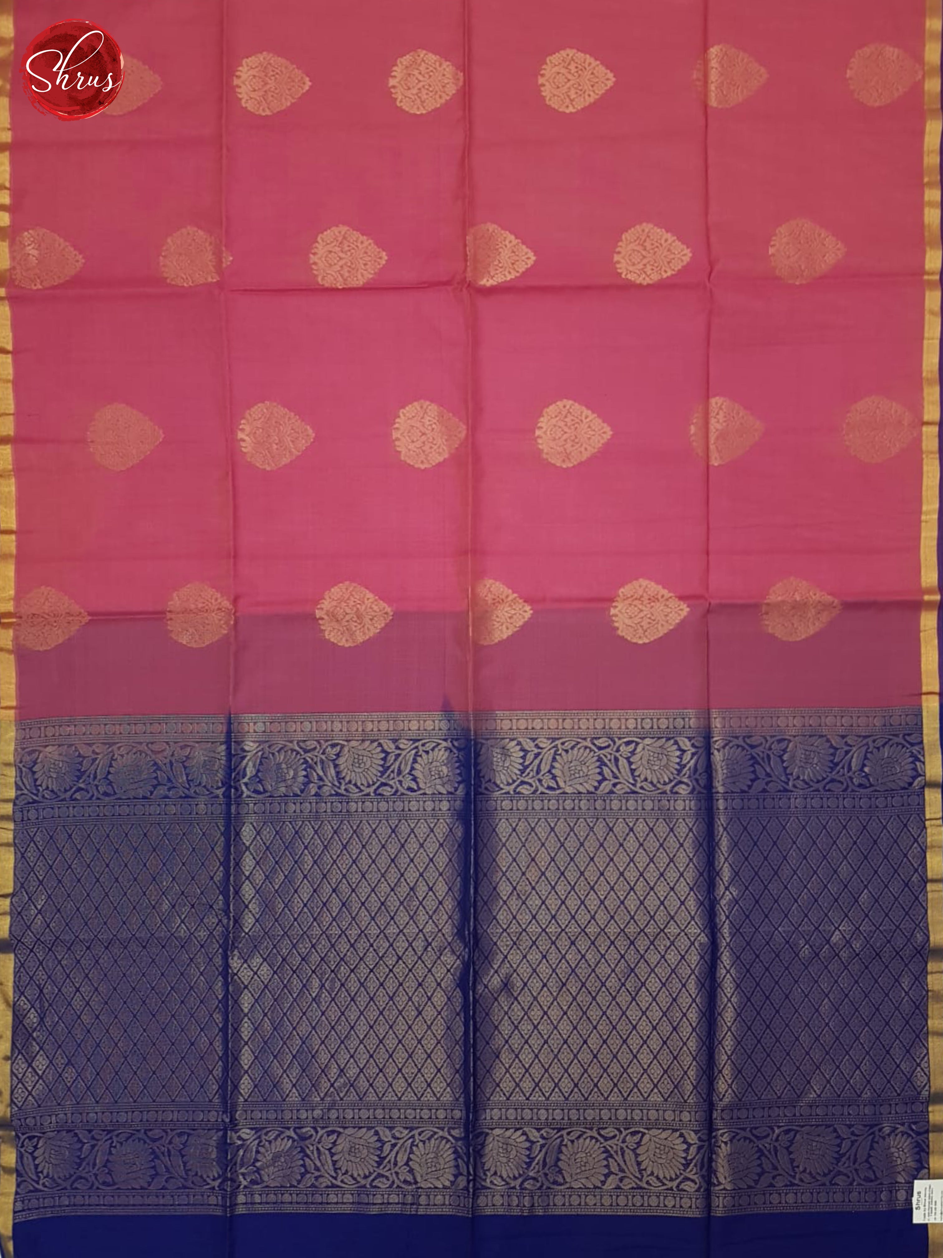 Pink And Blue- Silk Cotton Saree - Shop on ShrusEternity.com