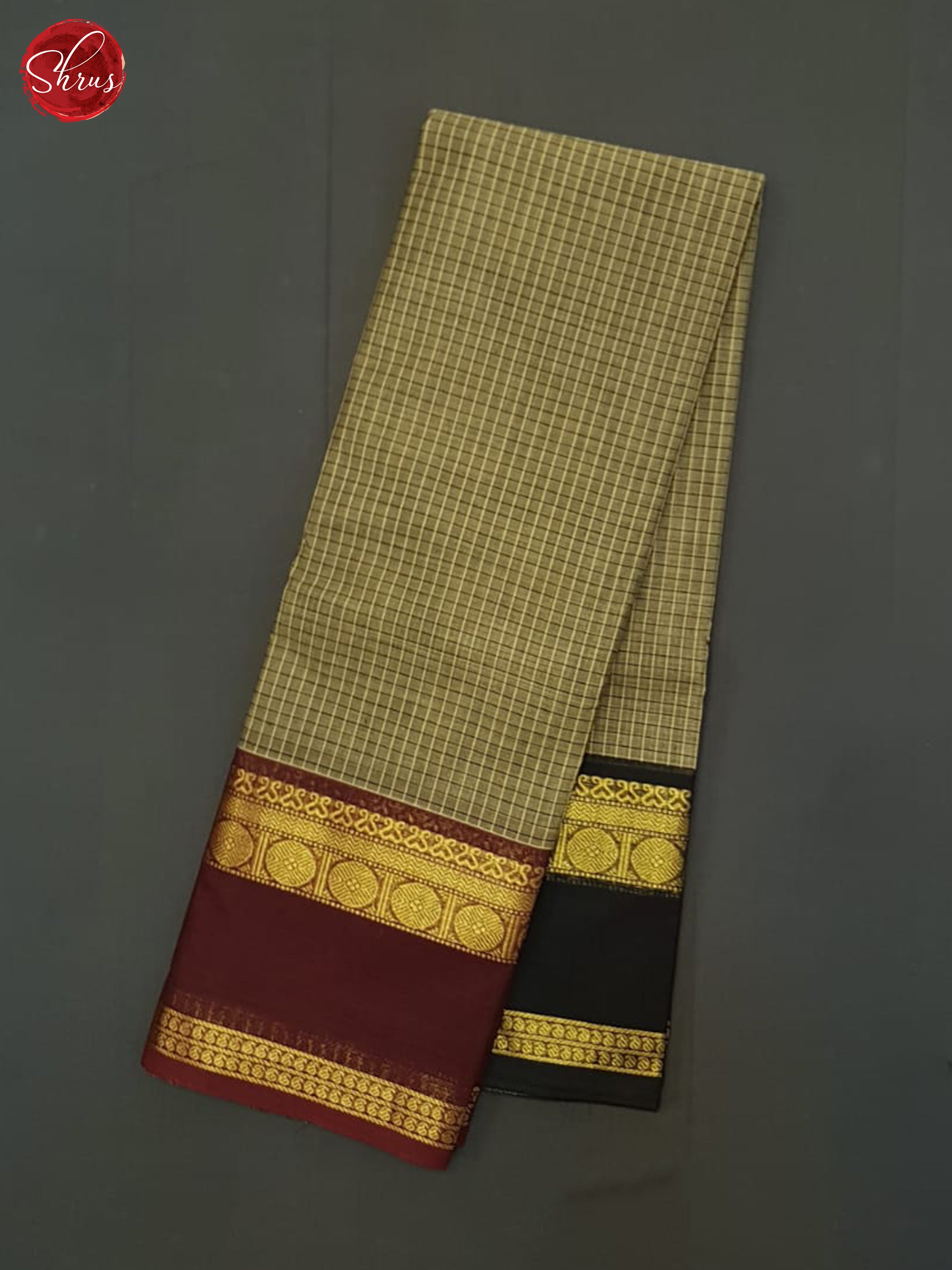 Grey And Brown- Chettinad Cotton Saree - Shop on ShrusEternity.com