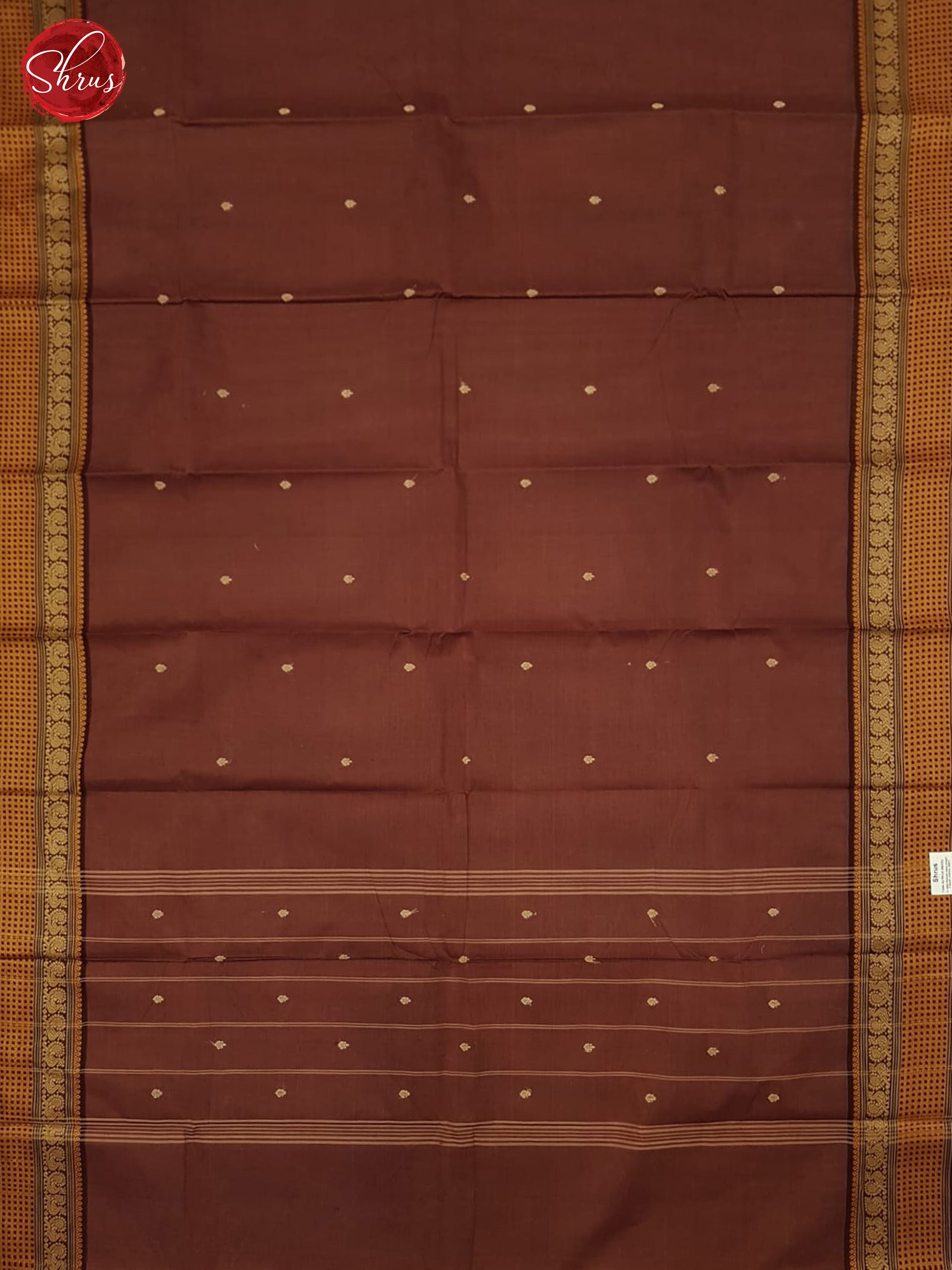 Brown(Single Tone)=Chettinad Cotton Saree - Shop on ShrusEternity.com