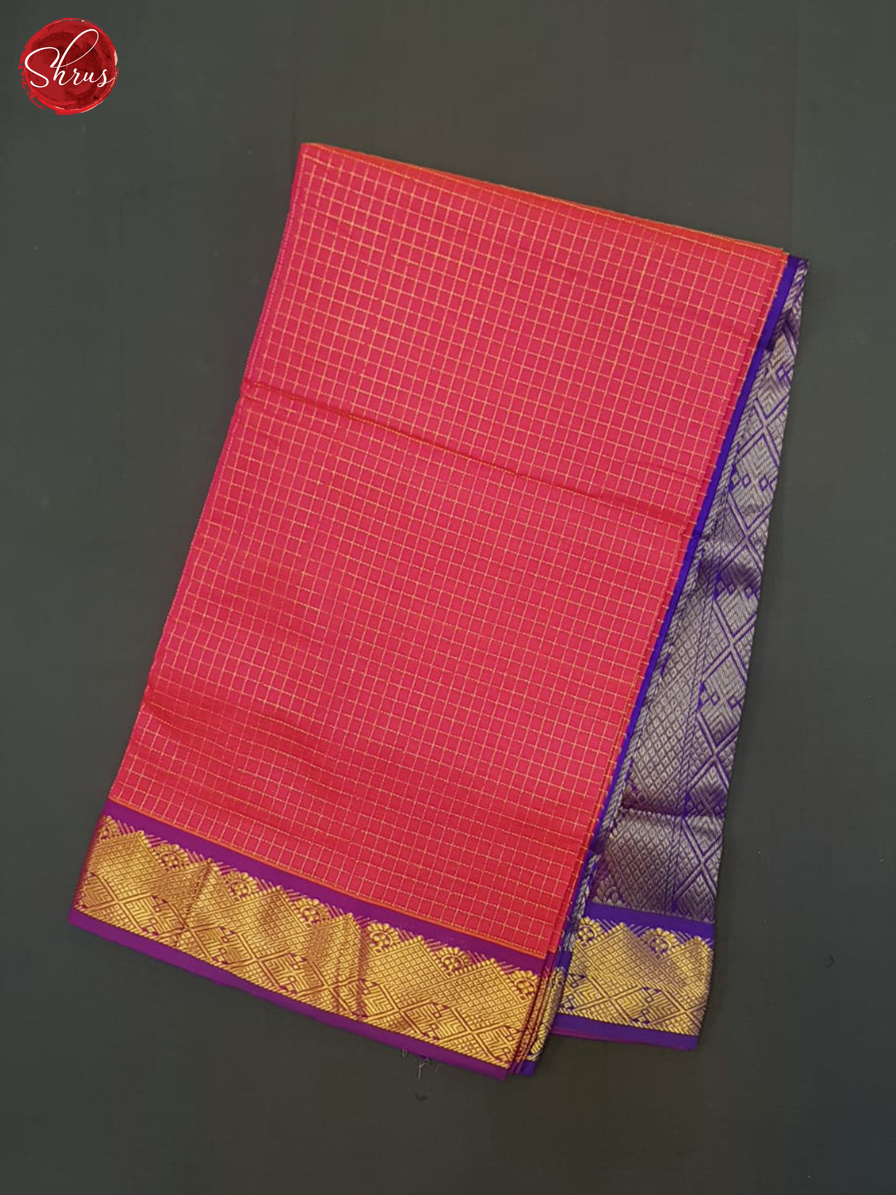Pink And Blue- Silk Cotton Half-pure Saree - Shop on ShrusEternity.com