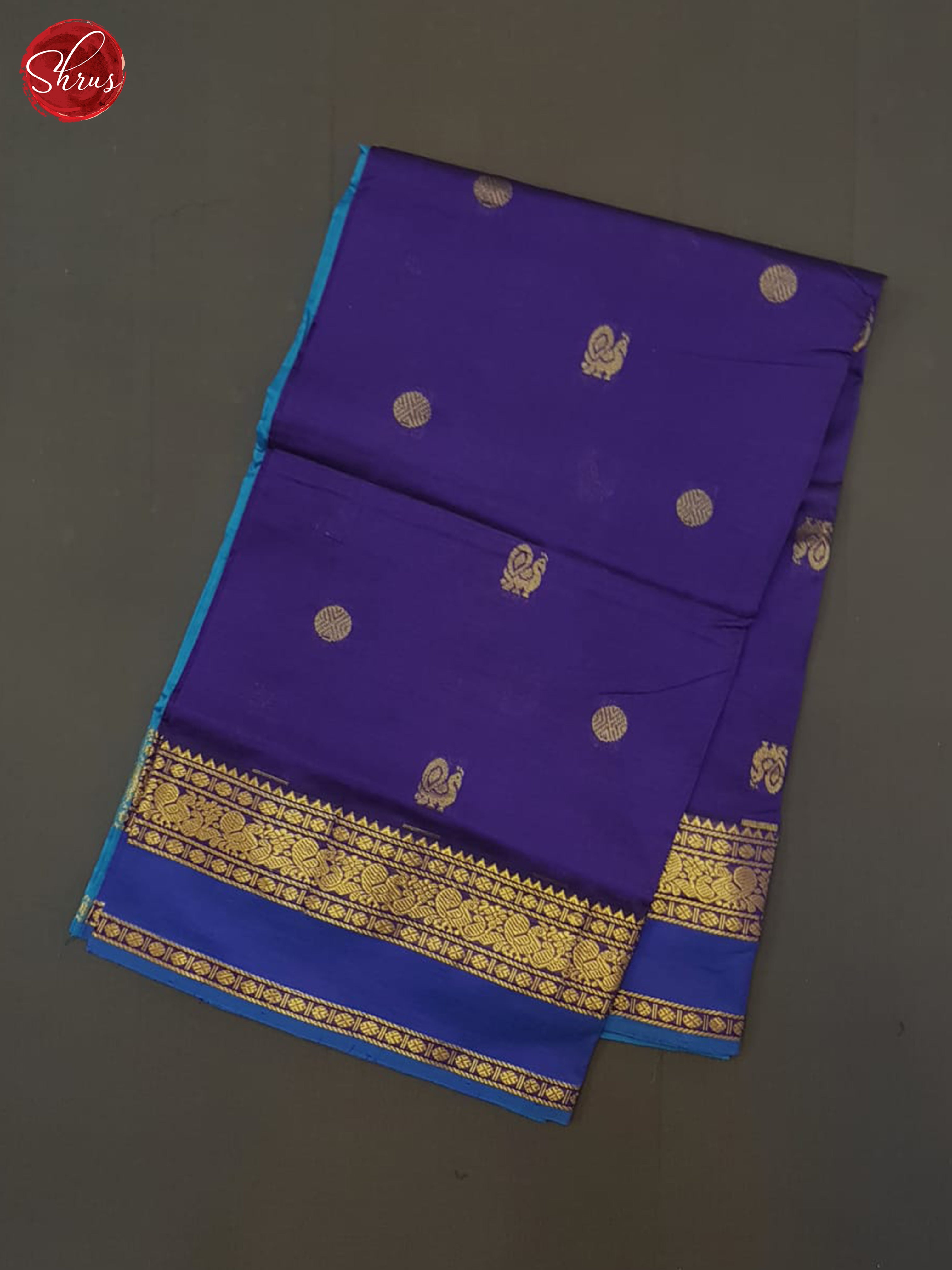 Blue & Teal- Silk Cotton half-pure saree - Shop on ShrusEternity.com