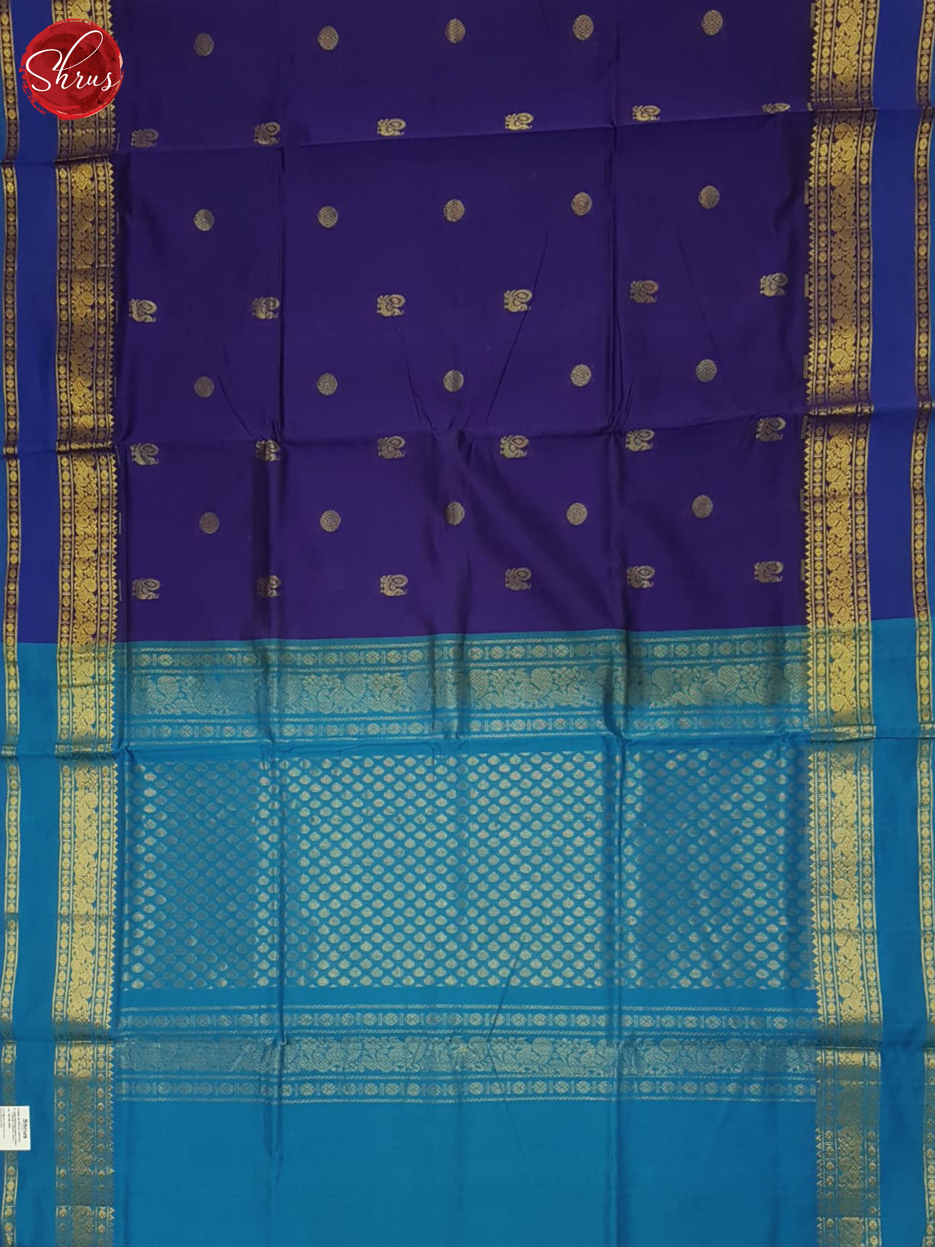 Blue & Teal- Silk Cotton half-pure saree - Shop on ShrusEternity.com