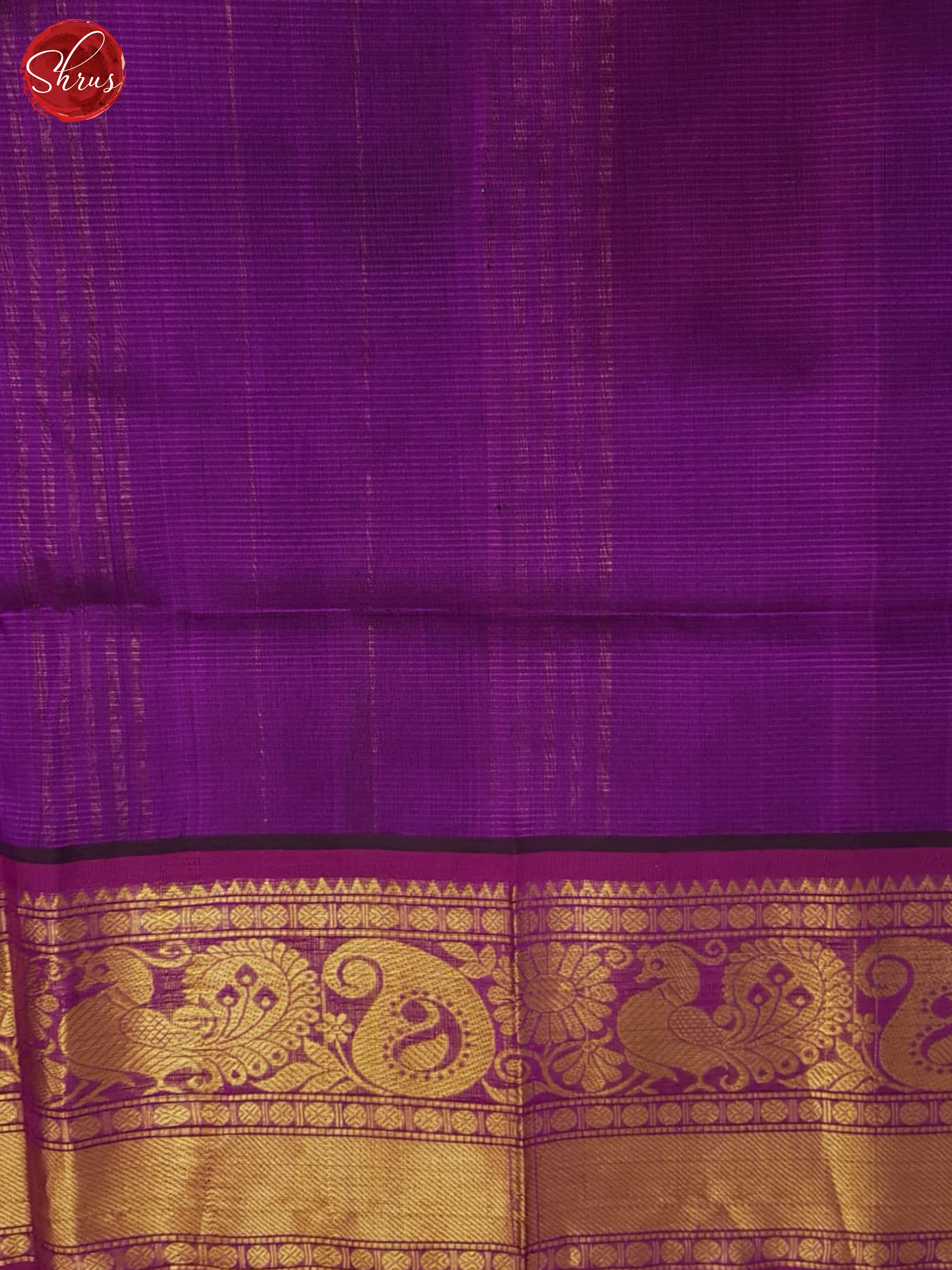 Beige And Purple- Silk Cotton saree - Shop on ShrusEternity.com