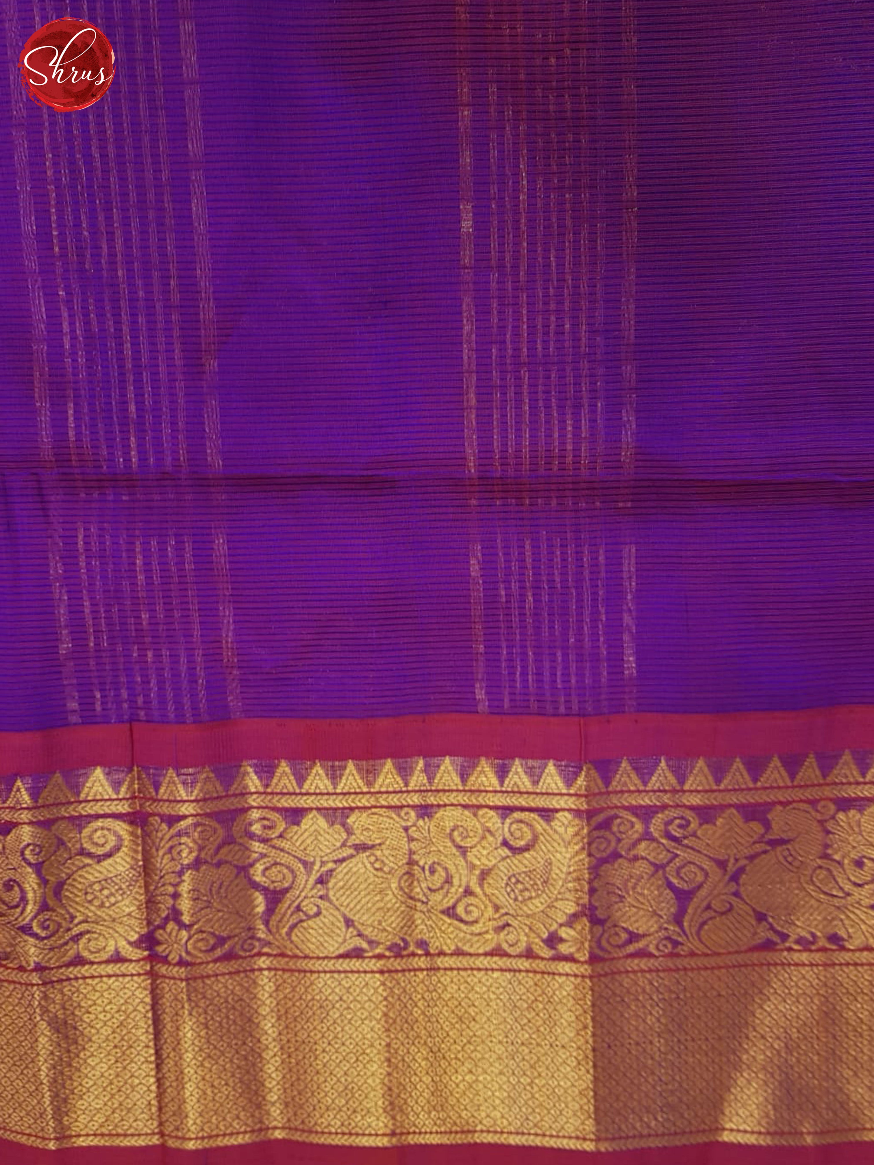 Cream And Purple- Silk Cotton Saree - Shop on ShrusEternity.com