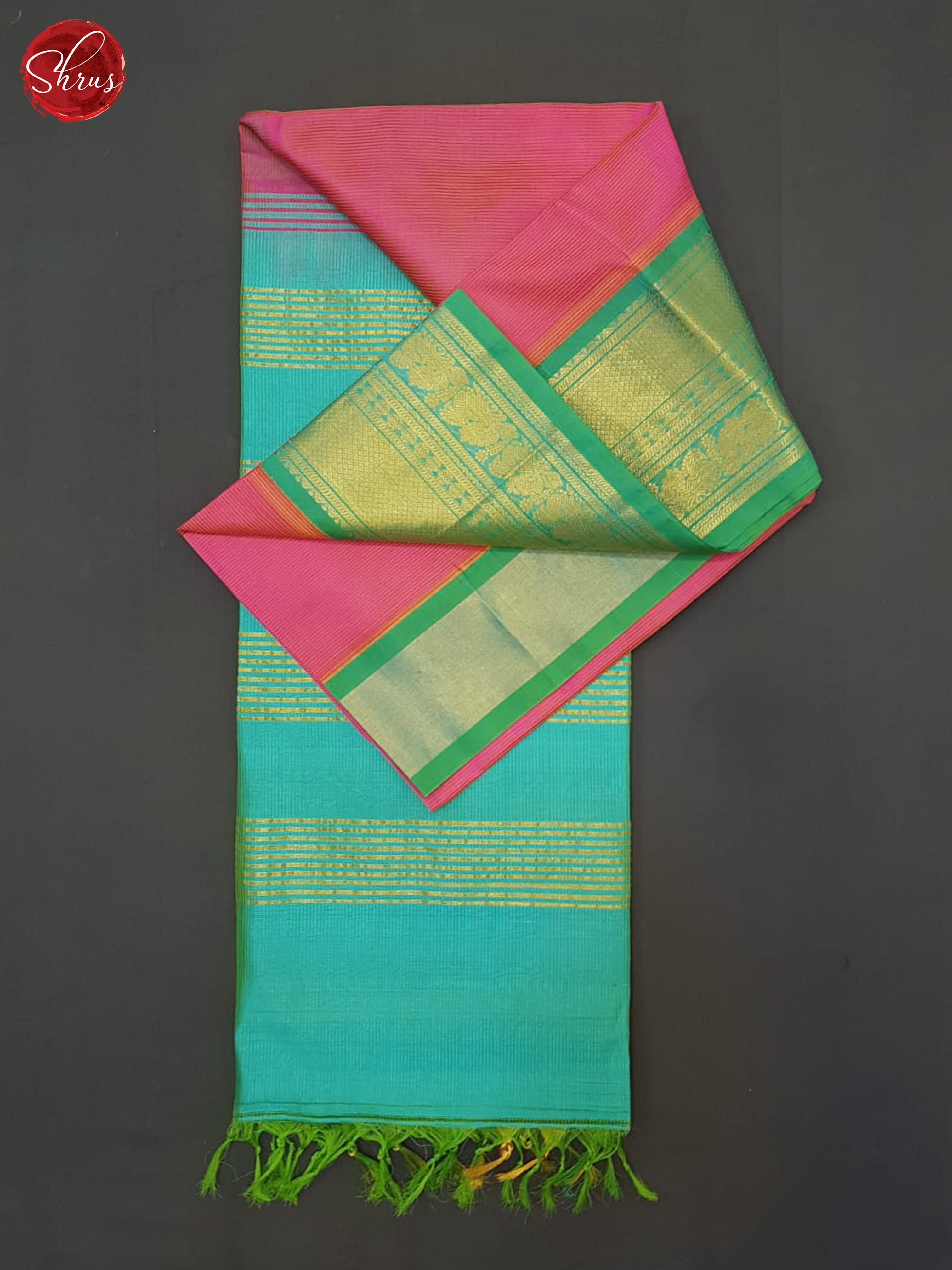 Pink And Green- Silk Cotton Saree - Shop on ShrusEternity.com