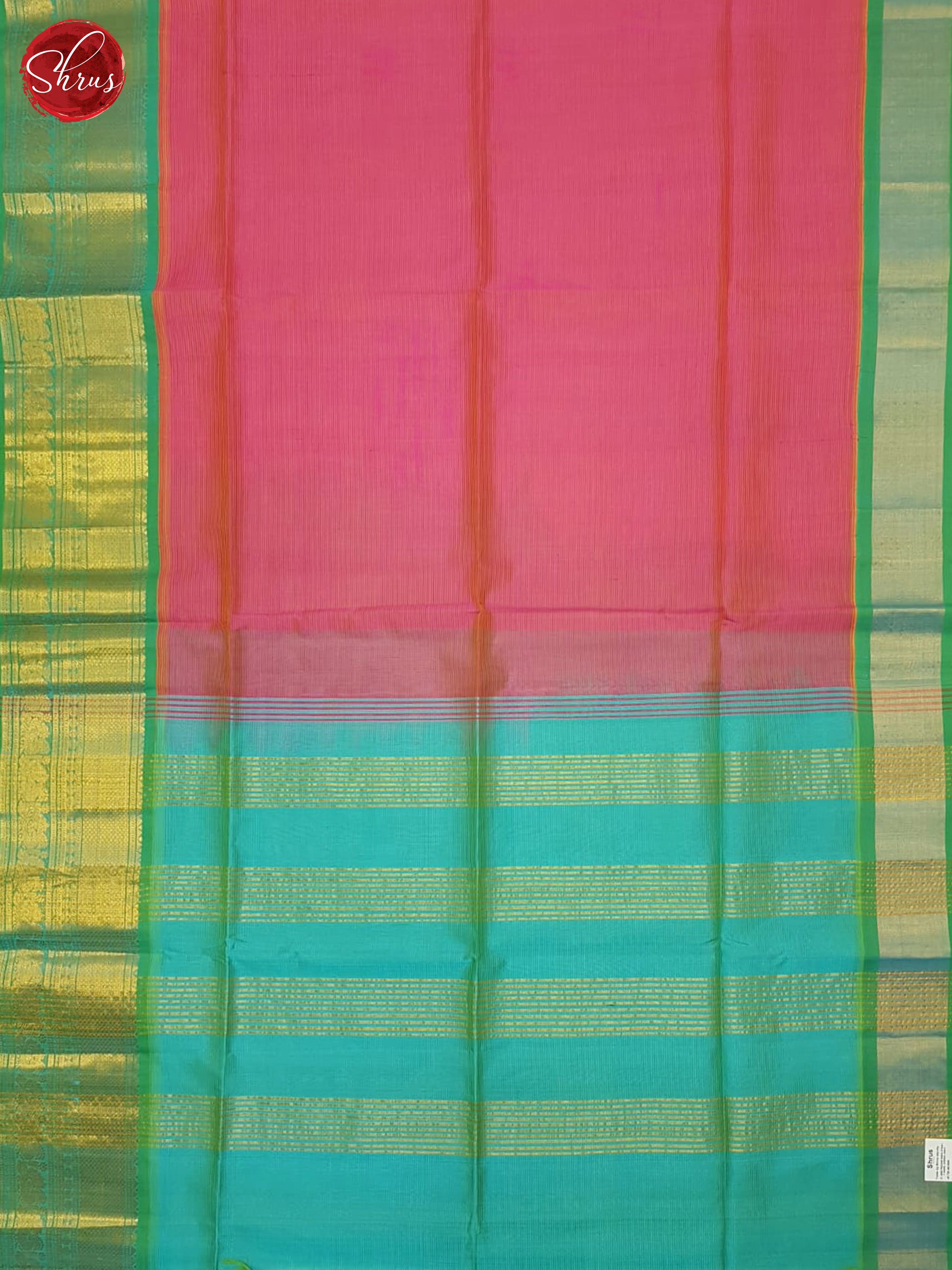Pink And Green- Silk Cotton Saree - Shop on ShrusEternity.com