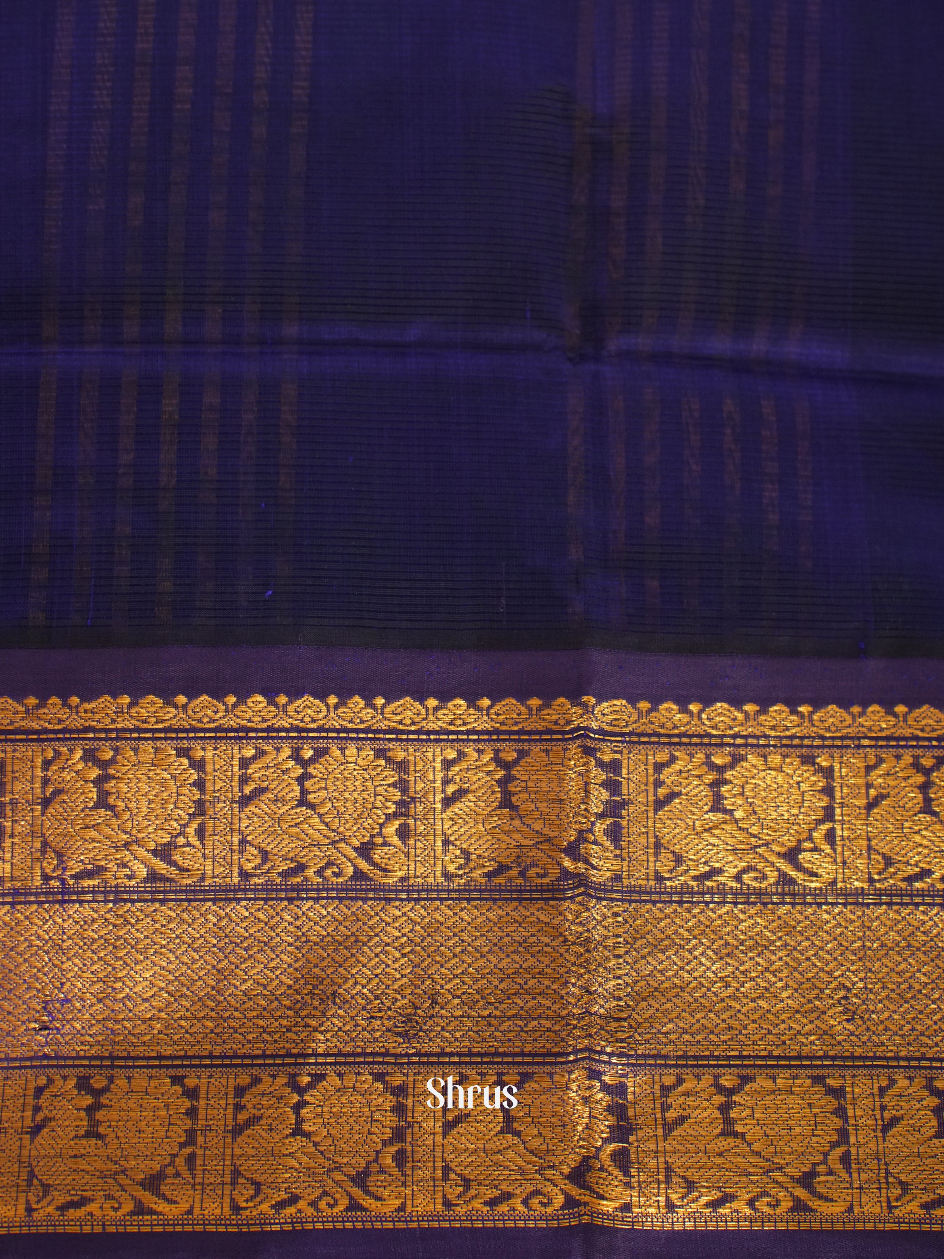 Blue & Navy Blue- Silk Cotton Saree - Shop on ShrusEternity.com