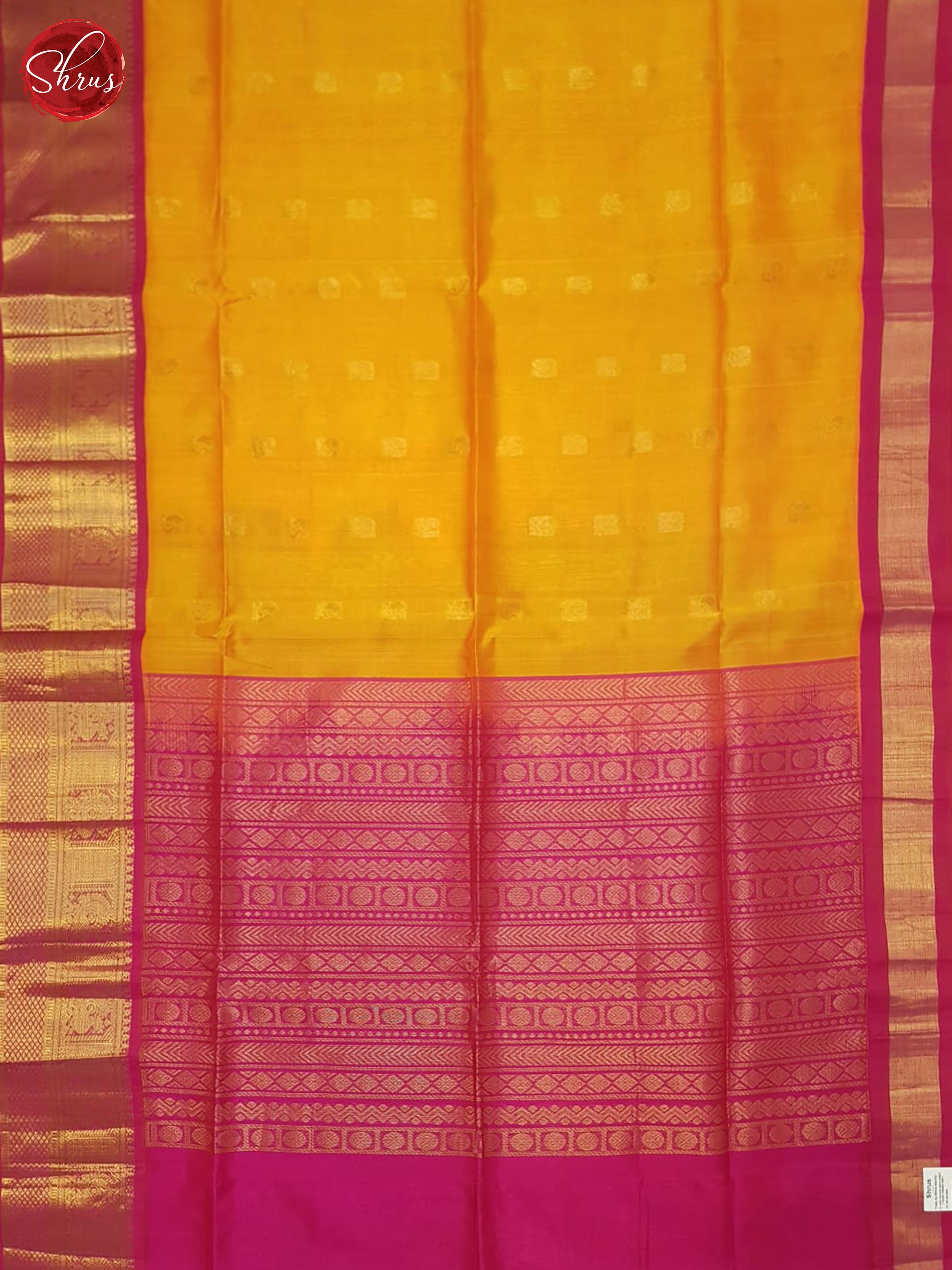 Orange And Pink- Silk Cotton Saree - Shop on ShrusEternity.com