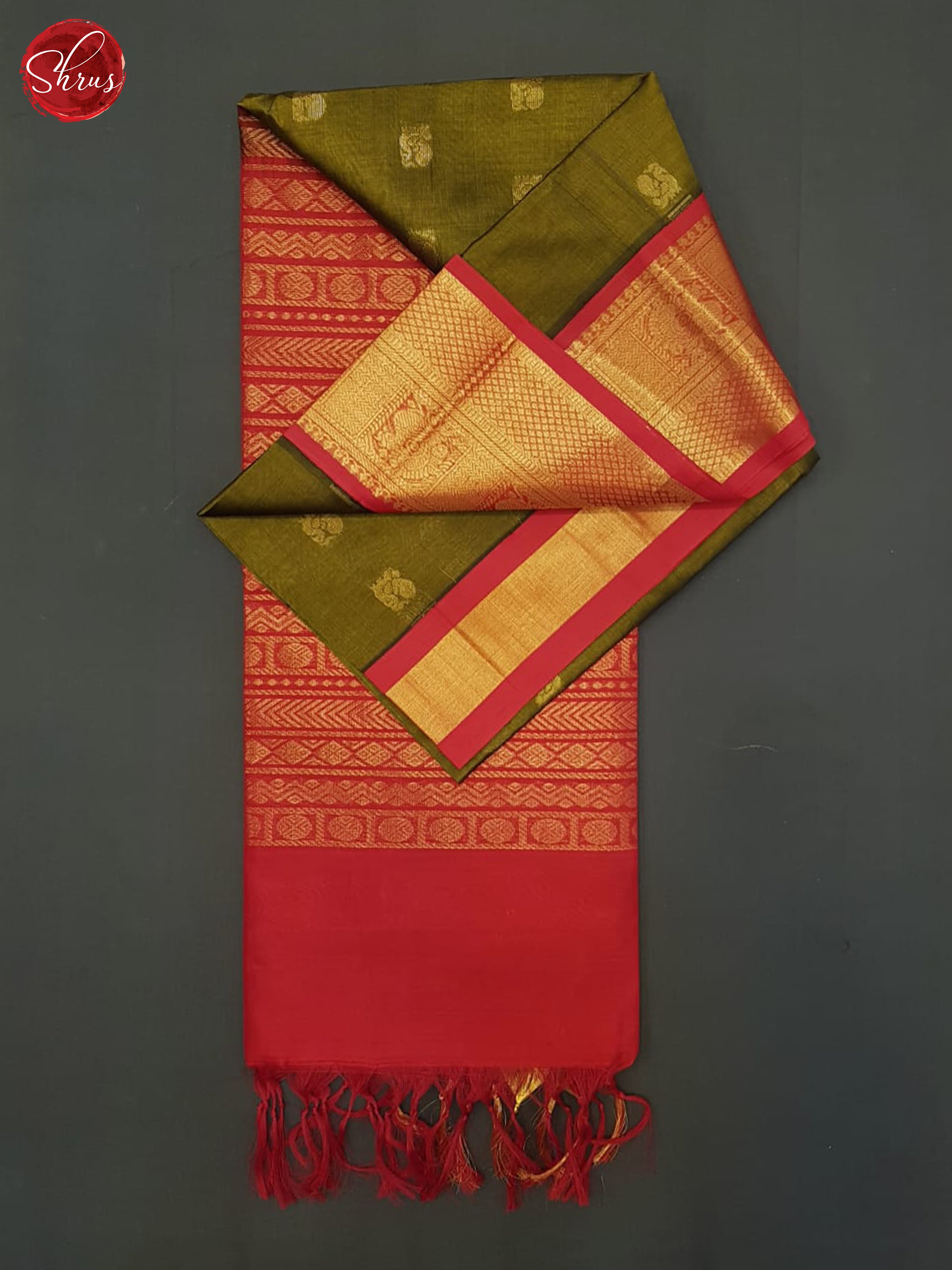 Green And Red- Silk Cotton Saree - Shop on ShrusEternity.com