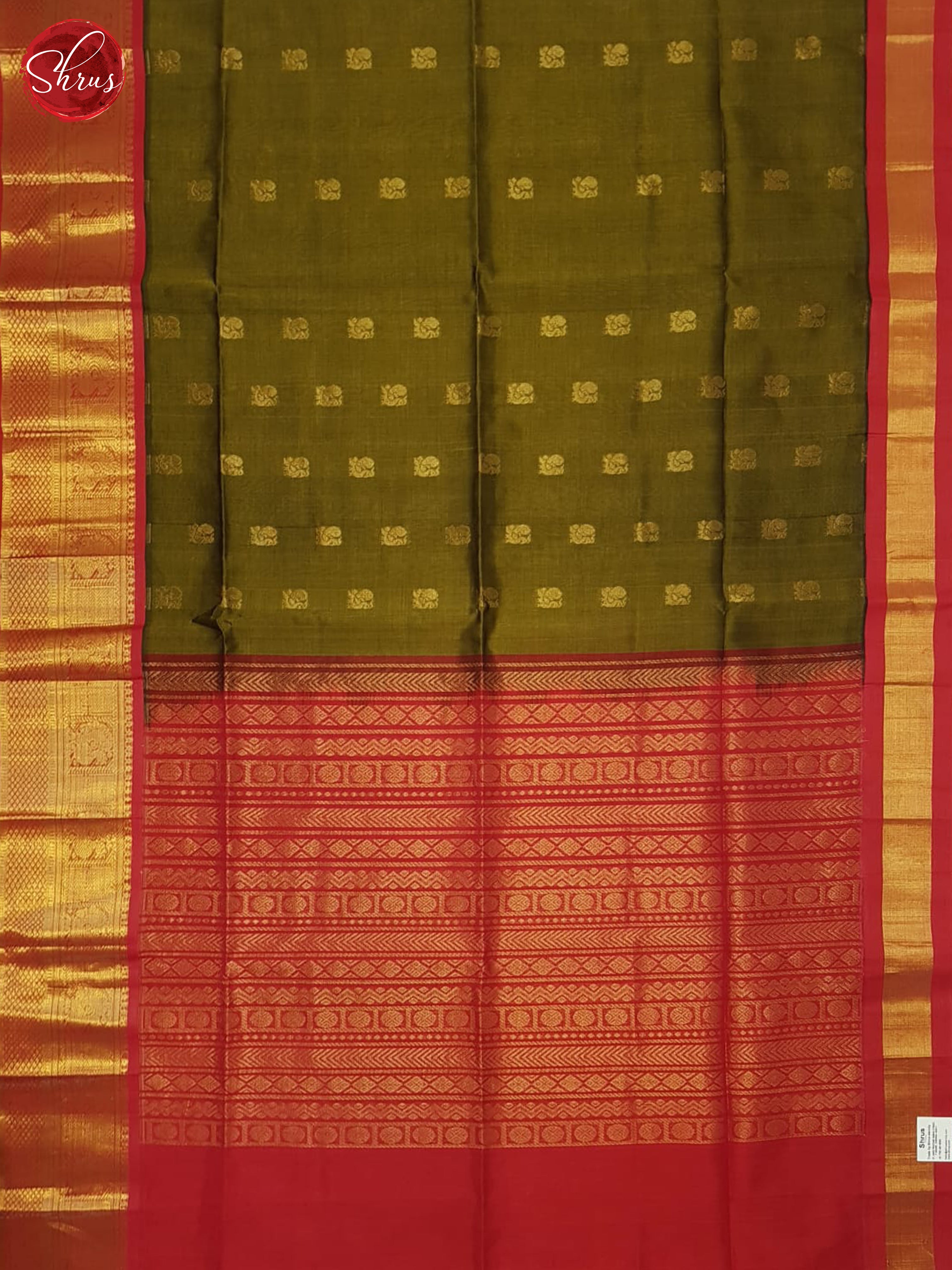 Green And Red- Silk Cotton Saree - Shop on ShrusEternity.com