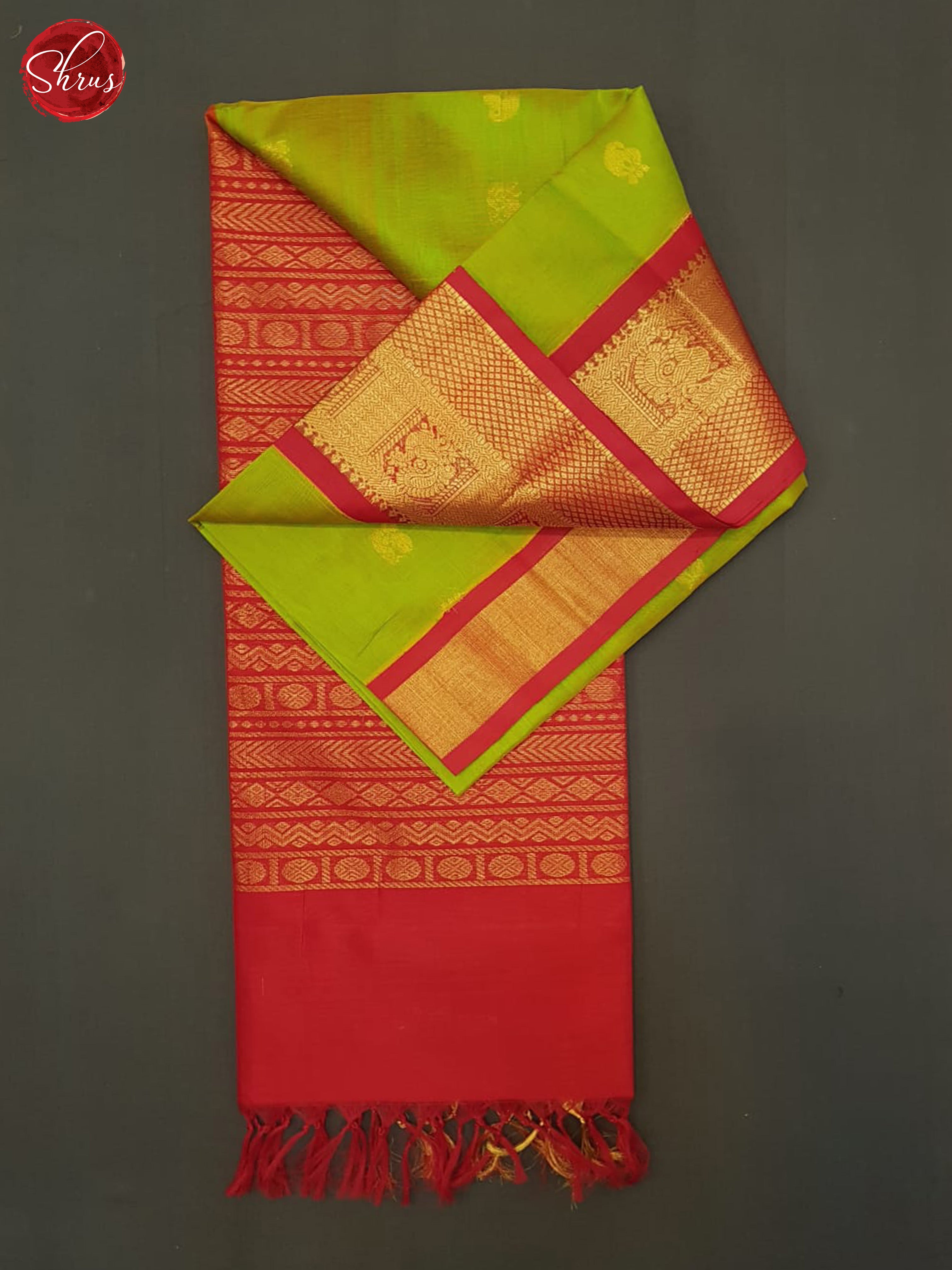 Green And Red- Silk Cotton Saree - Shop on ShrusEternity.com