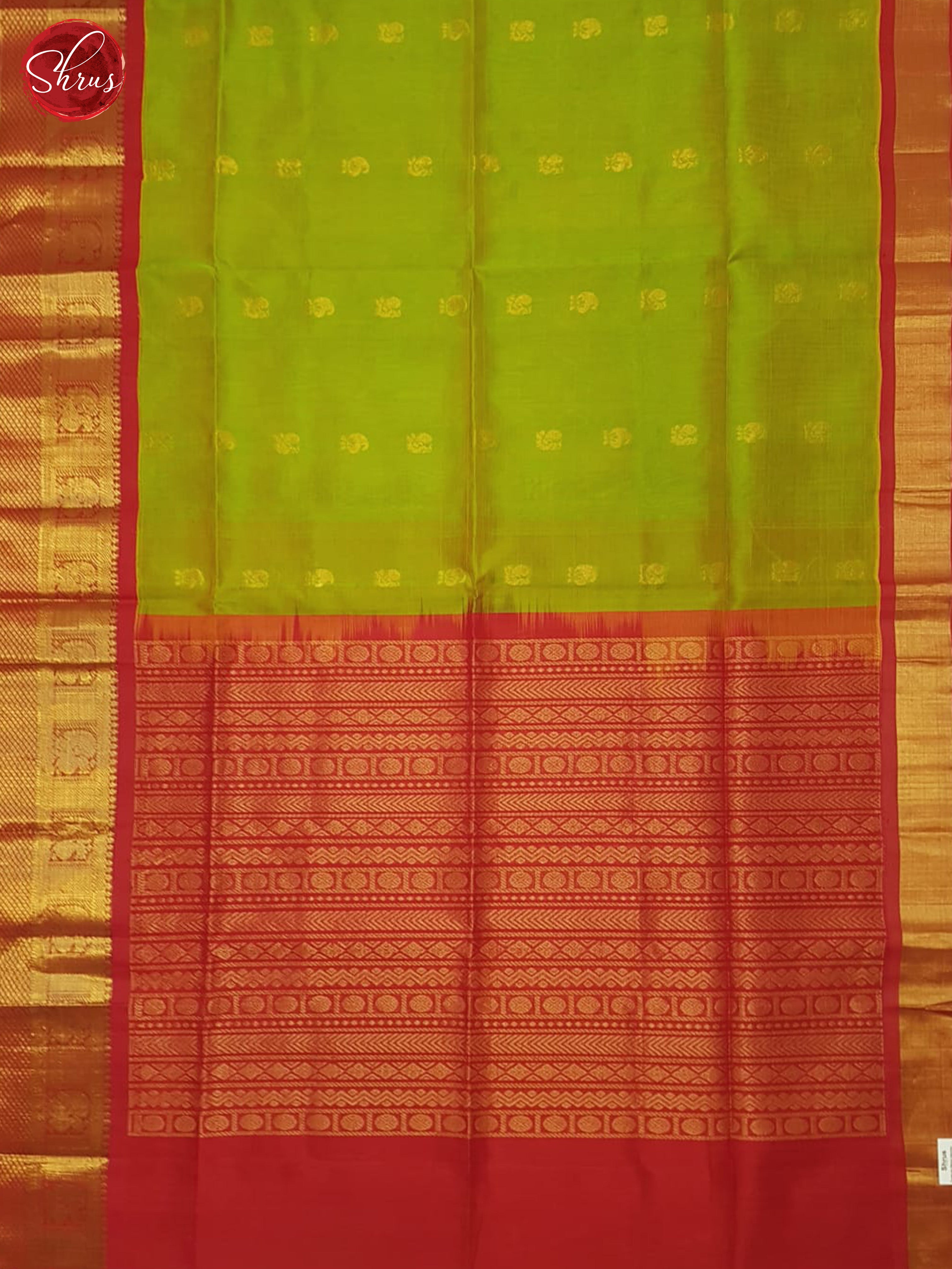 Green And Red- Silk Cotton Saree - Shop on ShrusEternity.com