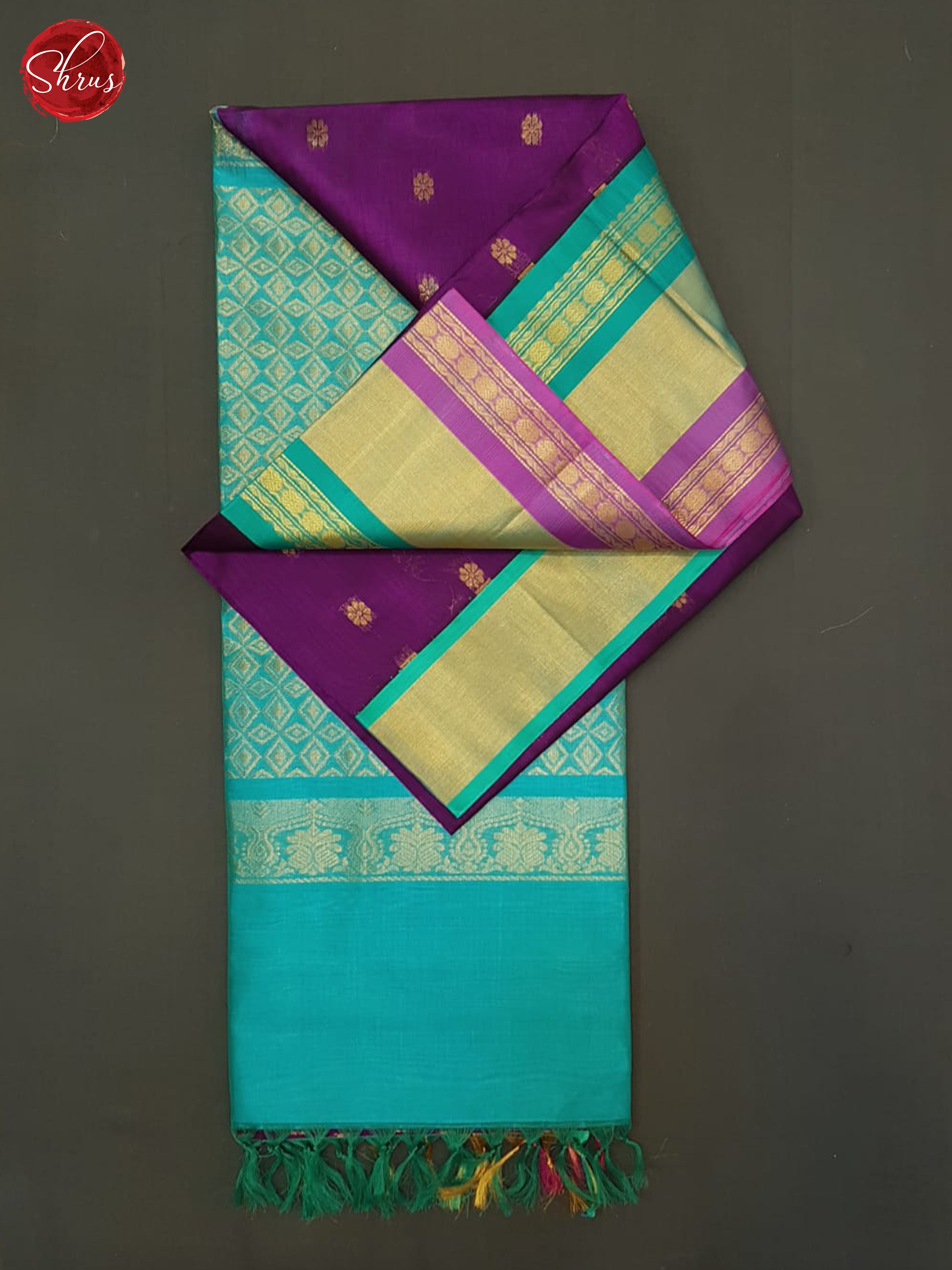 Vadamalli And Blue- Silk Cotton Saree - Shop on ShrusEternity.com
