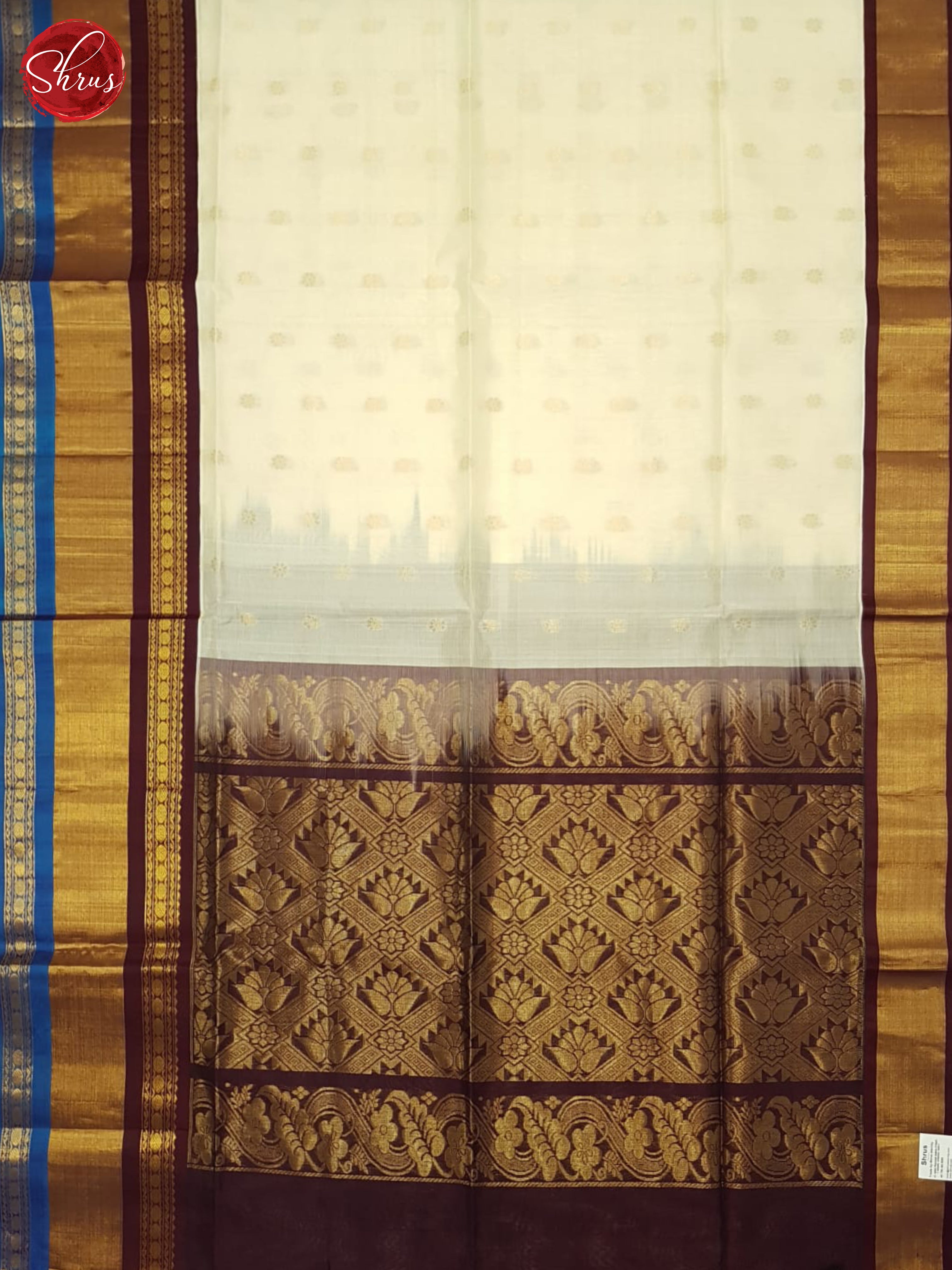 Cream And Brown-Silk Cotton saree - Shop on ShrusEternity.com