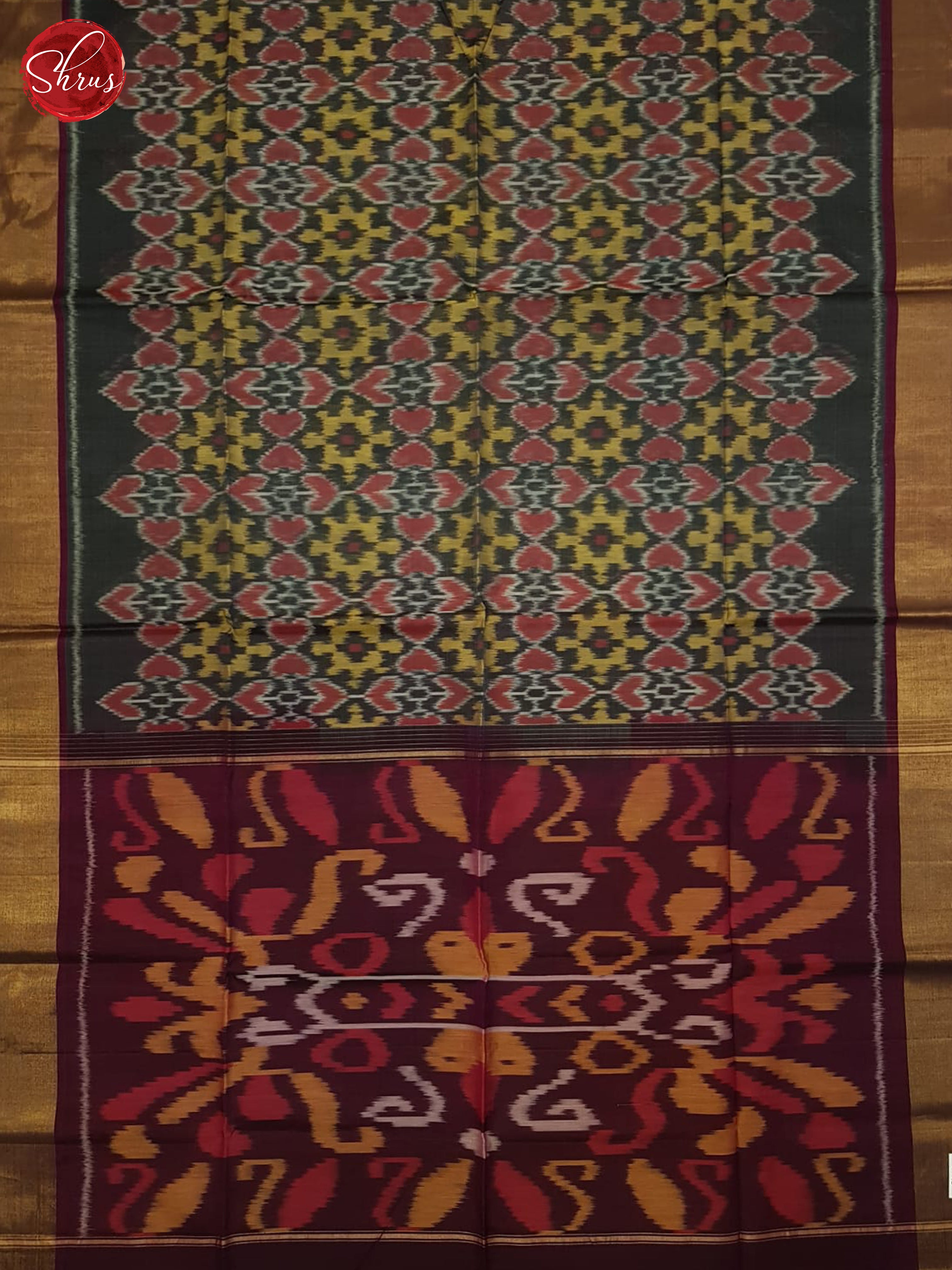 Grey And Wine- Pochampally Silk Cotton Saree - Shop on ShrusEternity.com