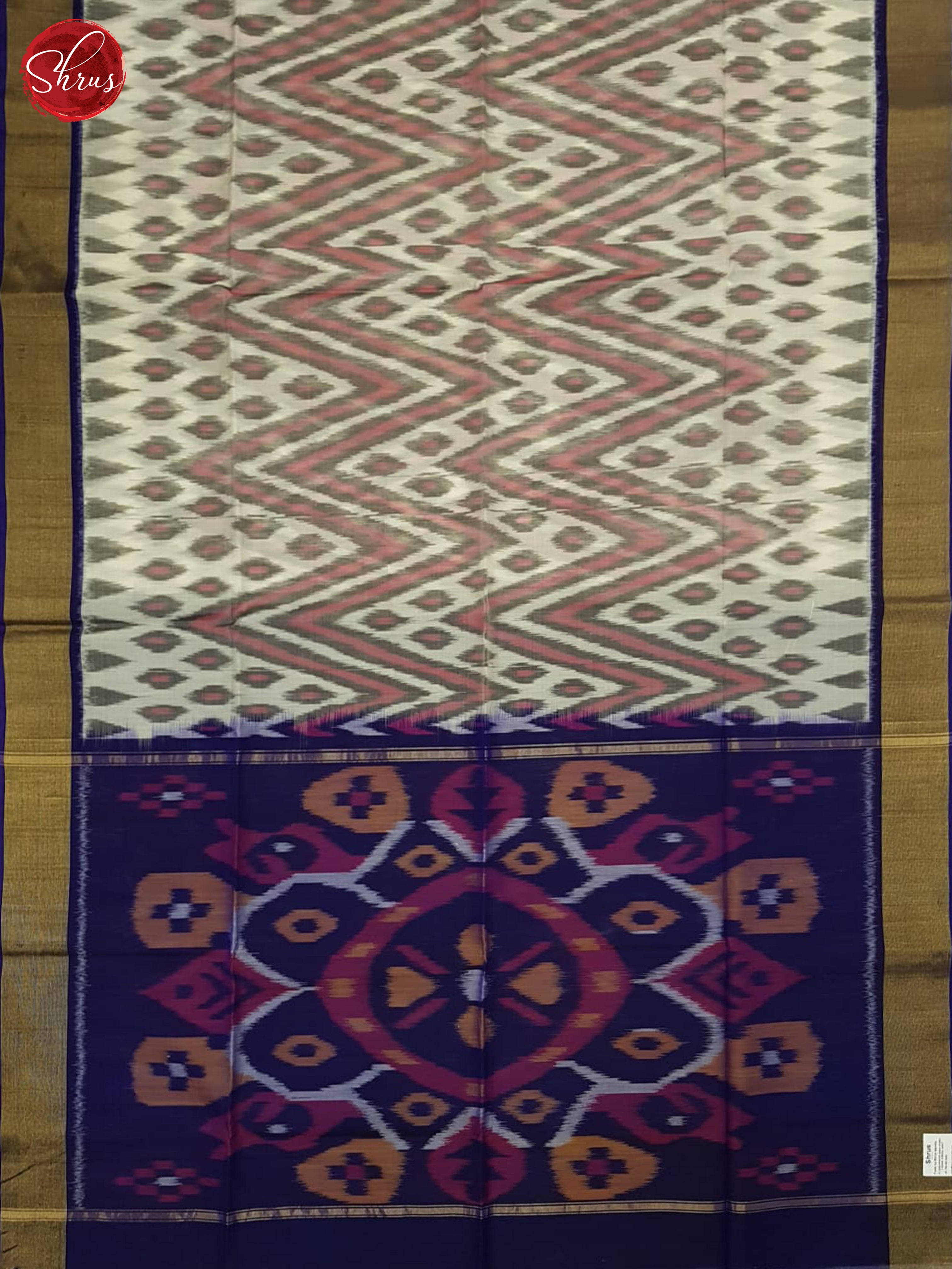 White And Blue- Pochampally Silk Cotton Saree - Shop on ShrusEternity.com