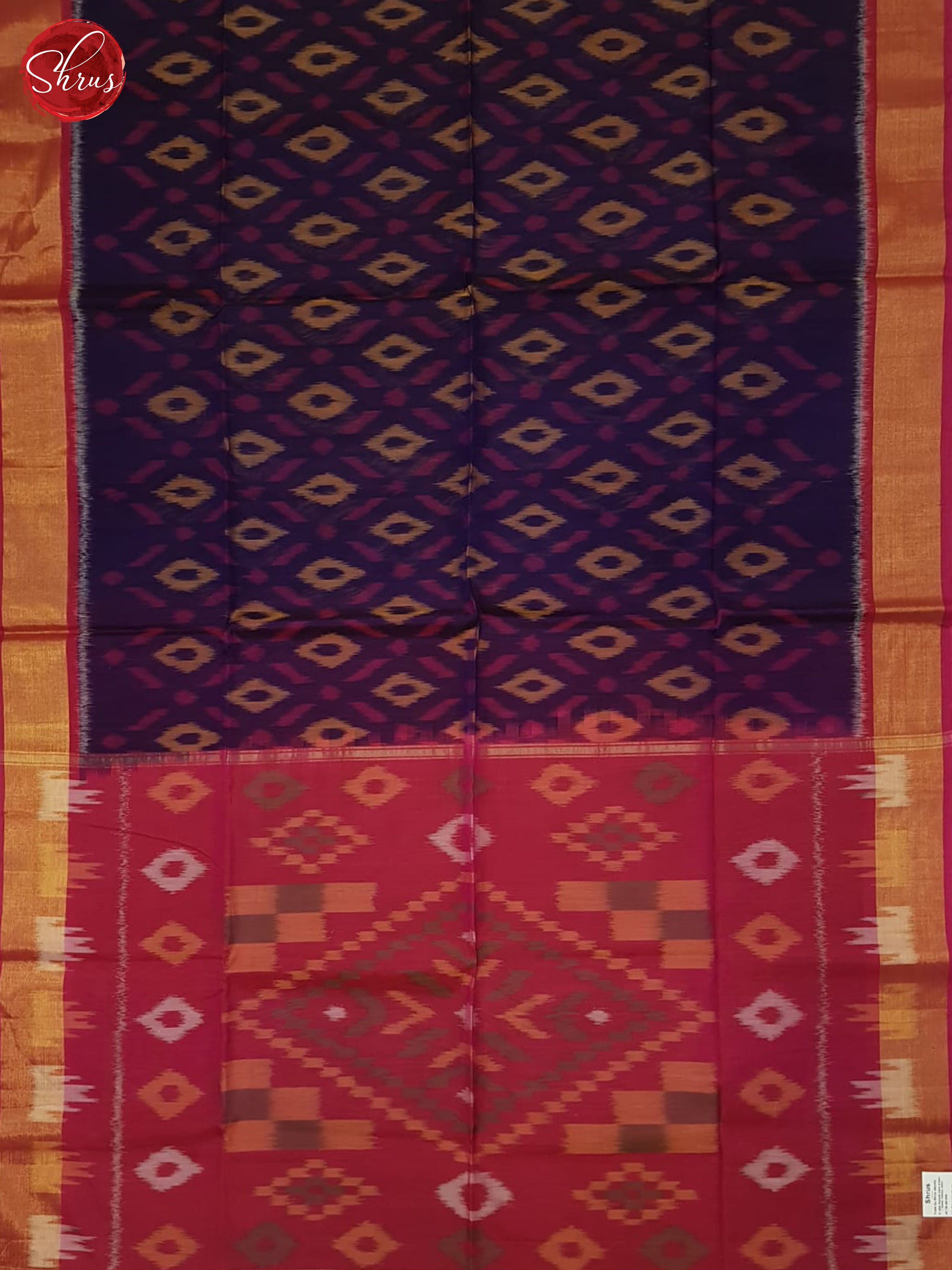 Blue And Pink-Pochampally Silk Cotton Saree - Shop on ShrusEternity.com