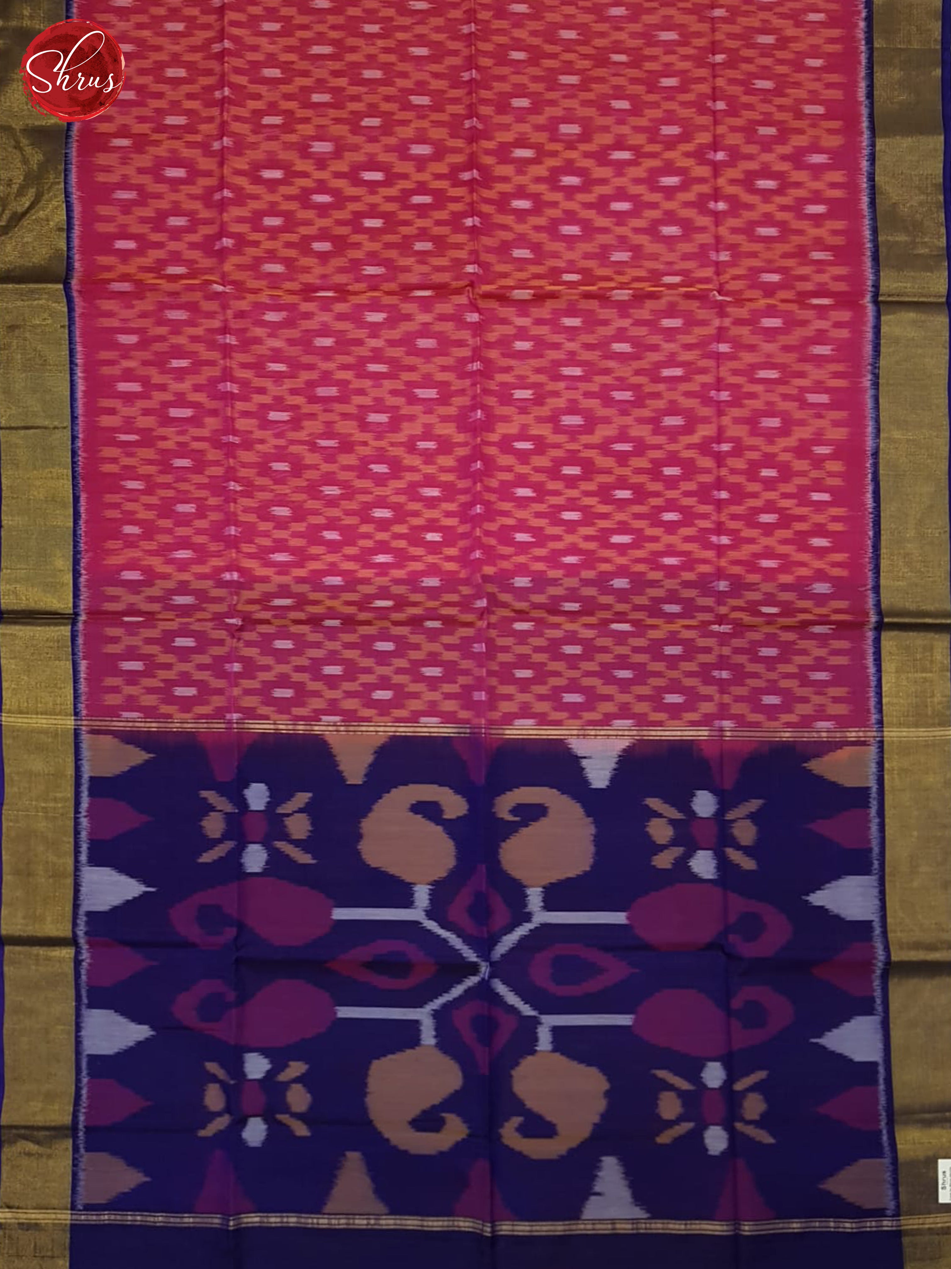 Pink And Blue- Pochampally Silk Cotton Saree - Shop on ShrusEternity.com