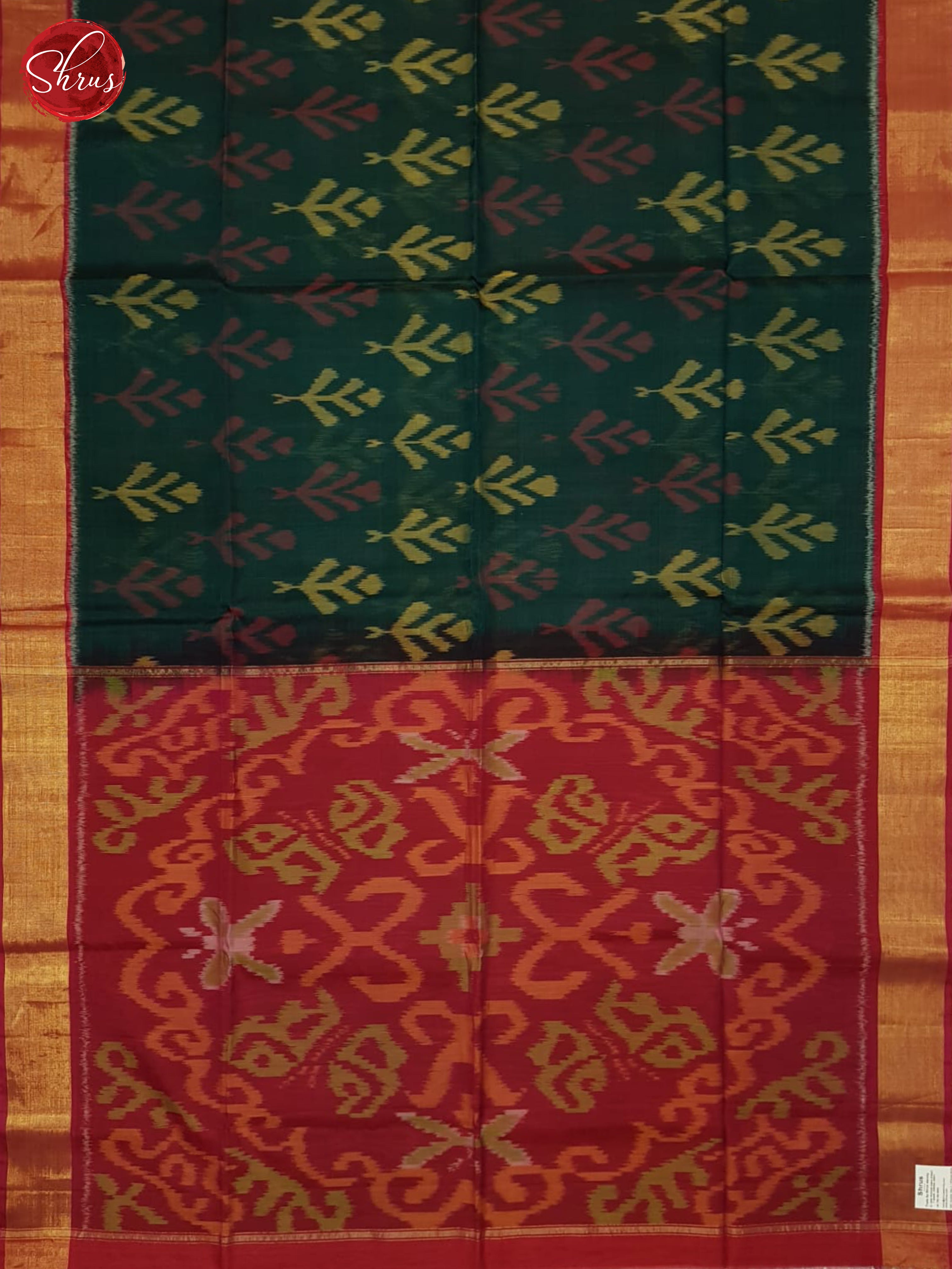 Green And Pink- Pochampally Silk Cotton saree - Shop on ShrusEternity.com