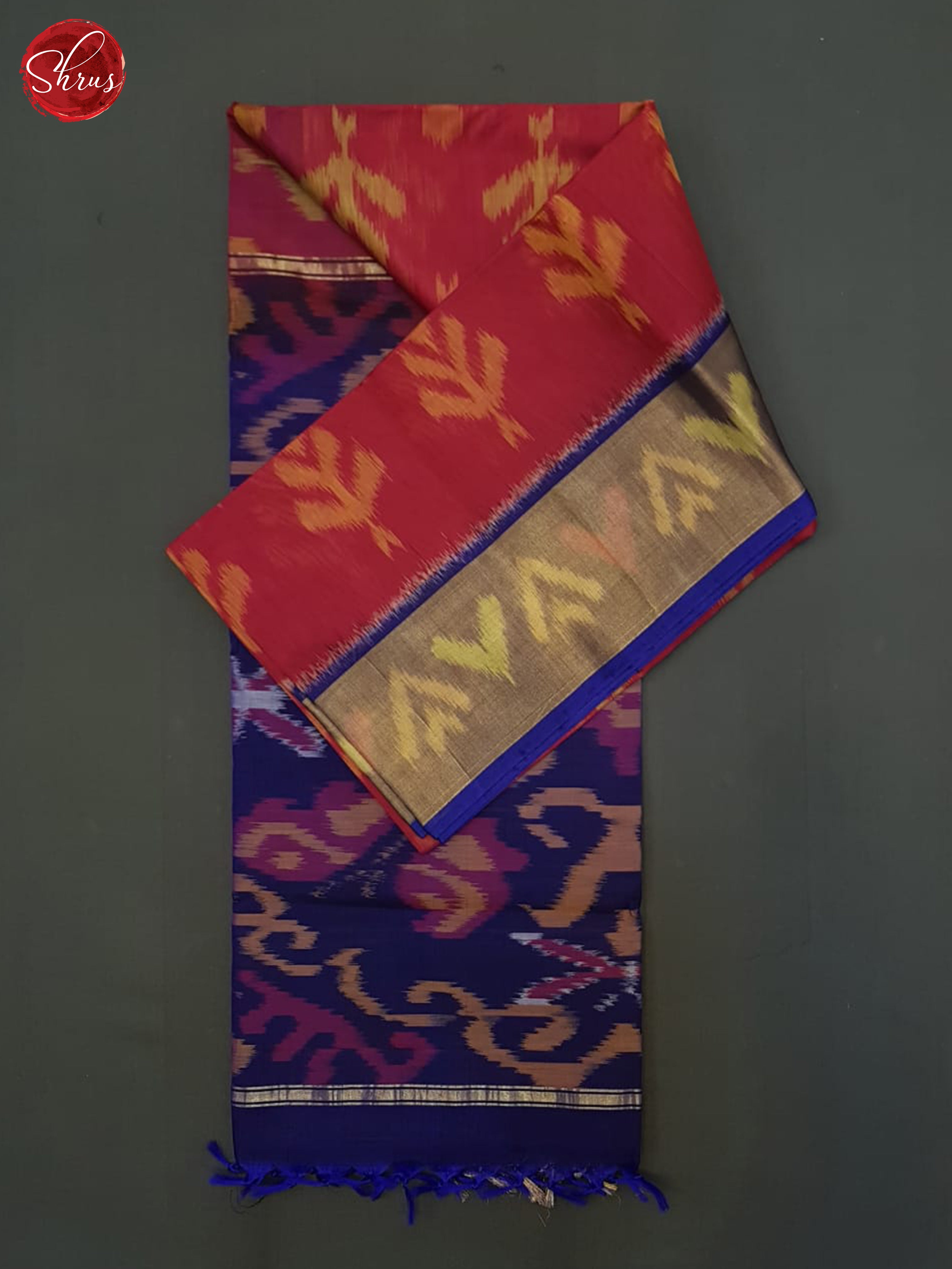 Red And Blue- Pochampally Silk Cotton Saree - Shop on ShrusEternity.com