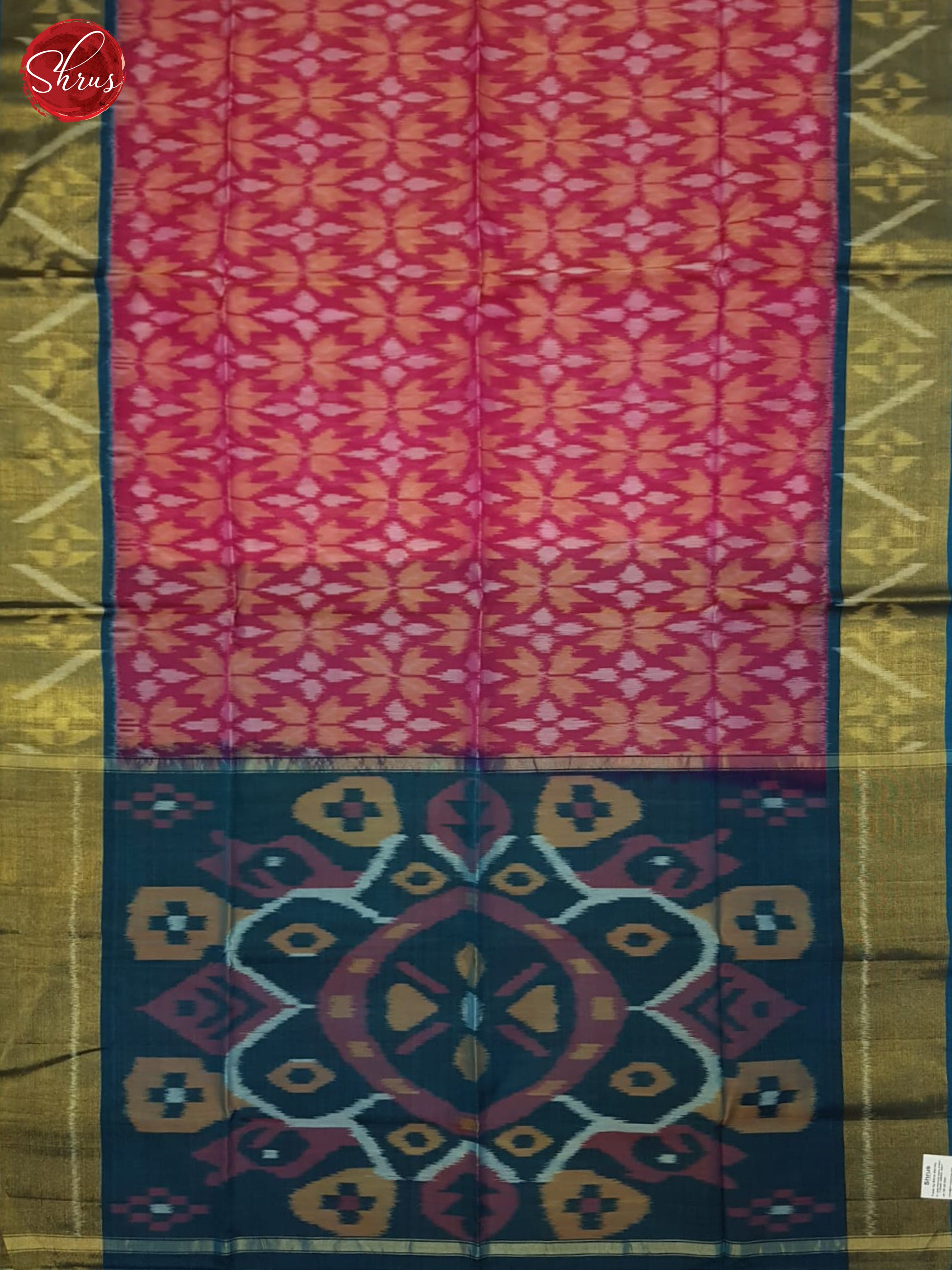 Pink And Blue- Pochampally Silk Cotton Saree - Shop on ShrusEternity.com