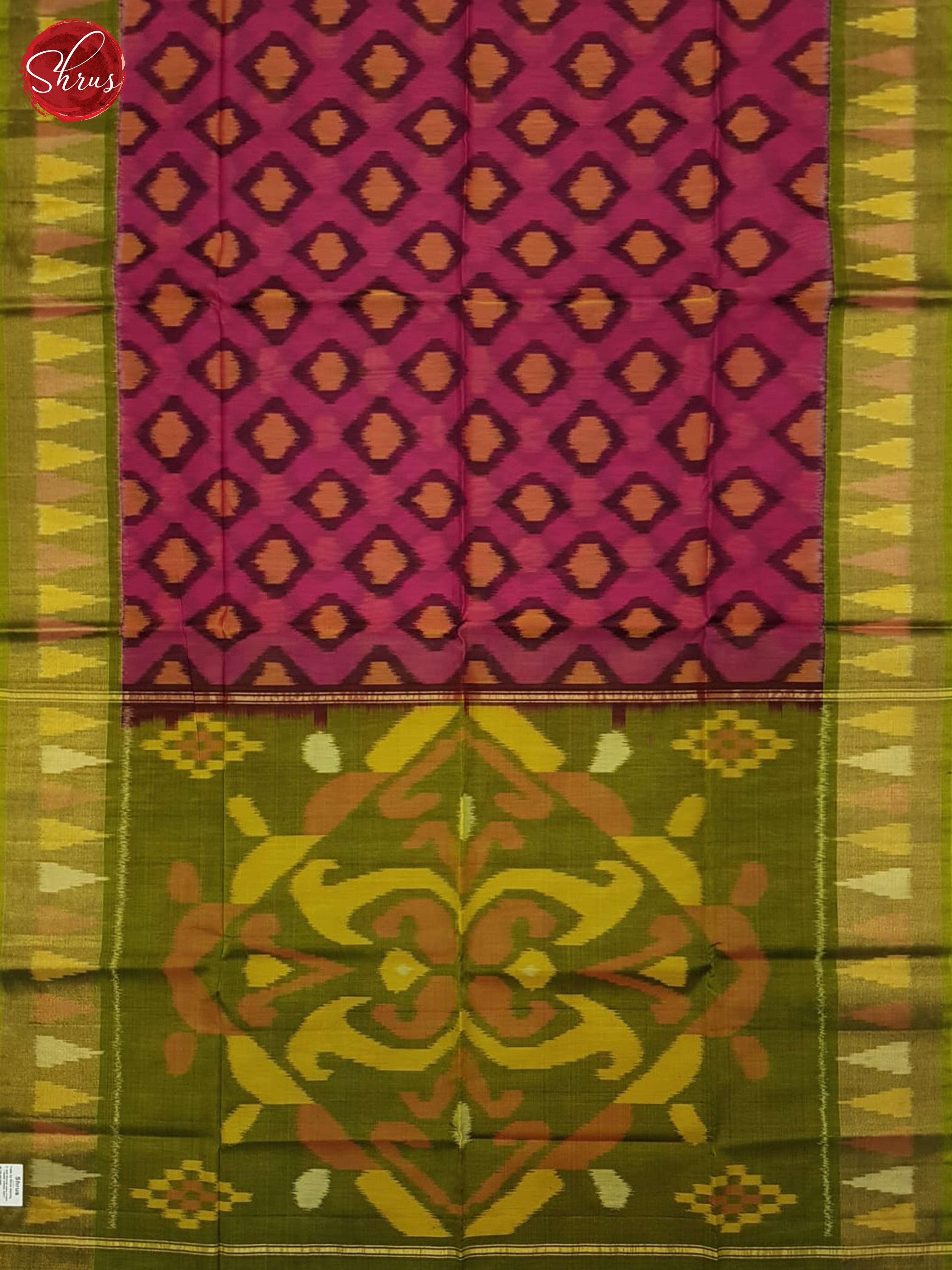 Pink And Green-Pochampally Silk Cotton Saree - Shop on ShrusEternity.com