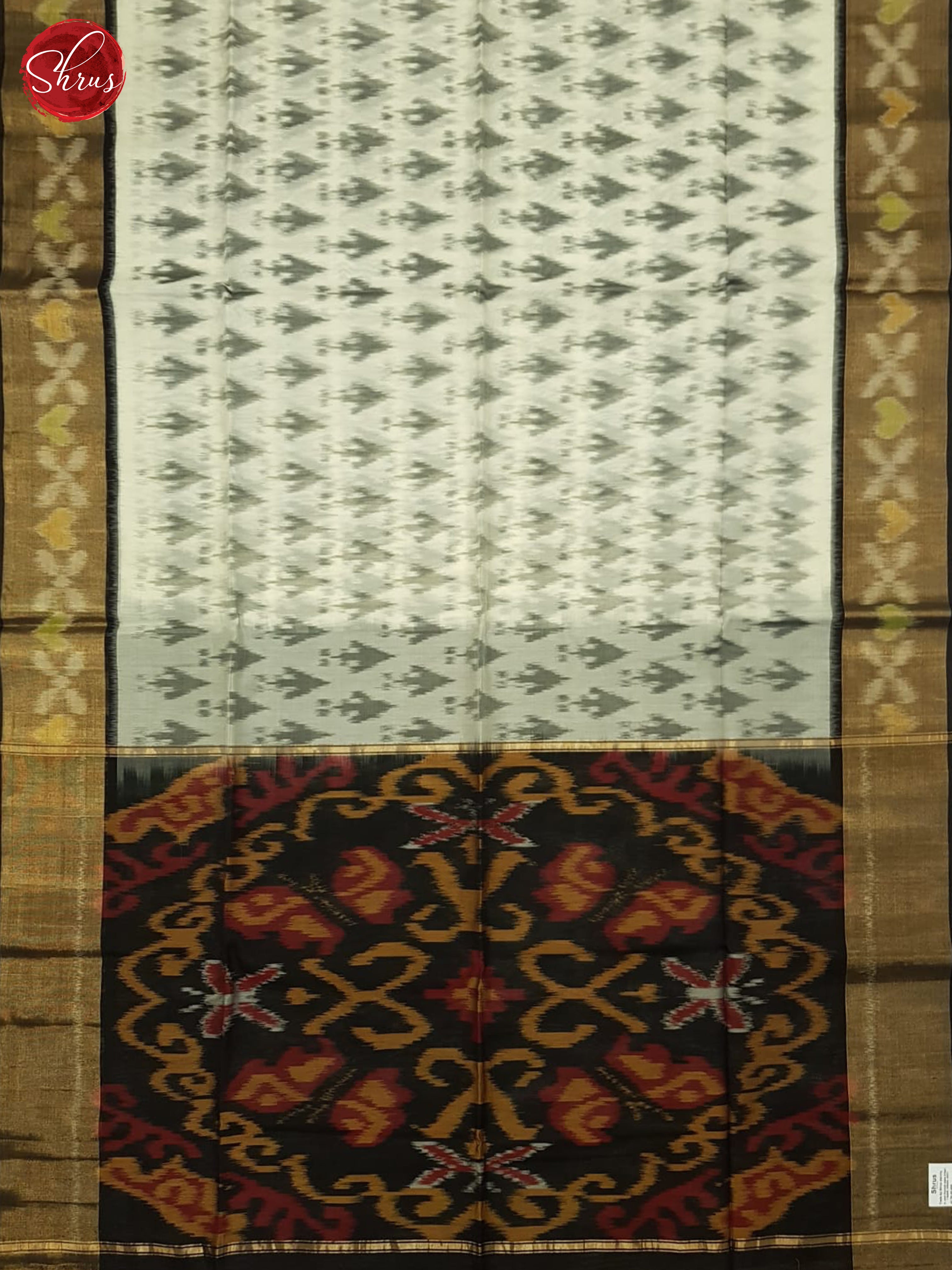 White And Black-Pochampally Silk Cotton Saree - Shop on ShrusEternity.com