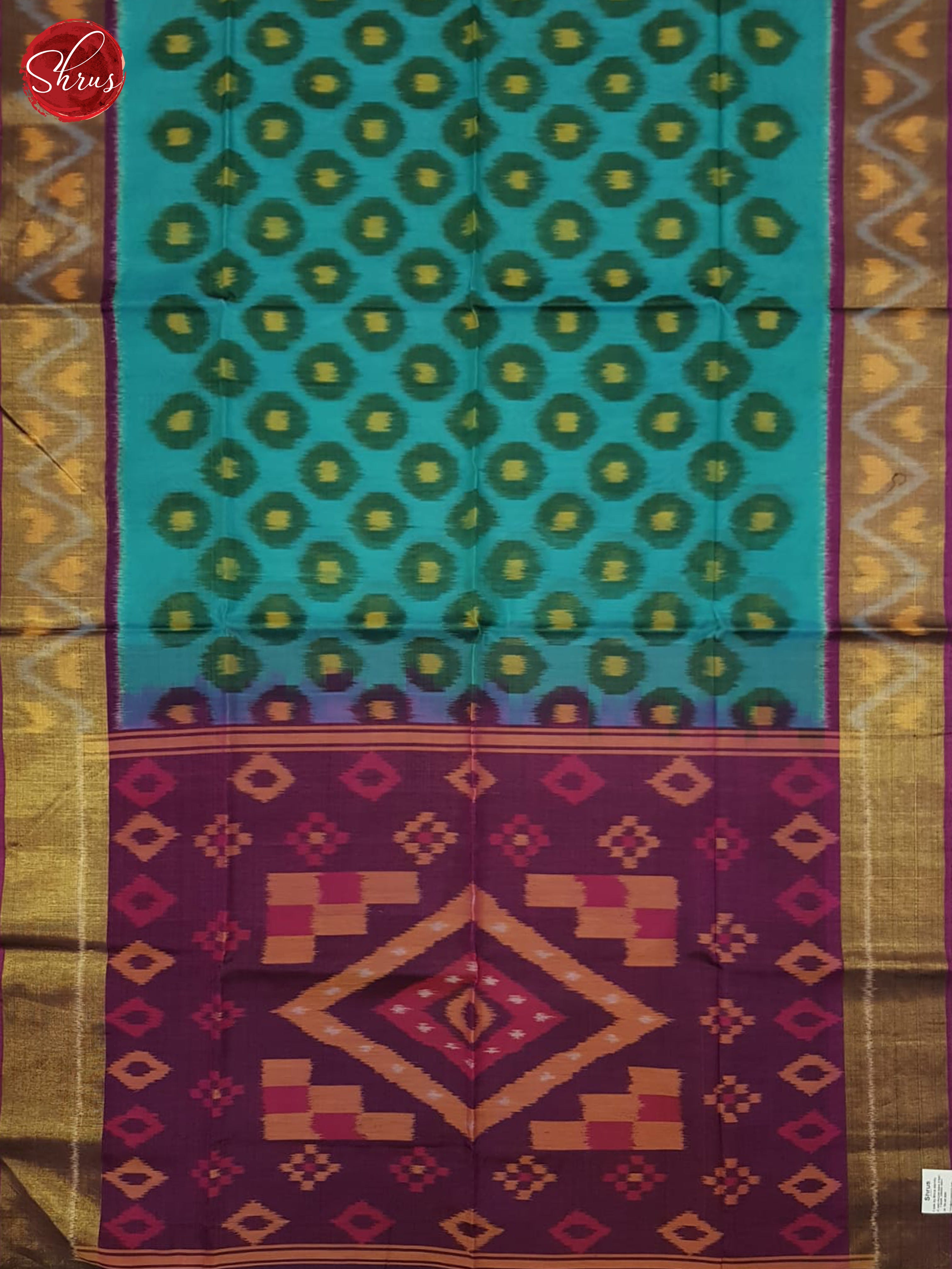 Blue And Wine- Pochampally Silk Cotton Saree - Shop on ShrusEternity.com