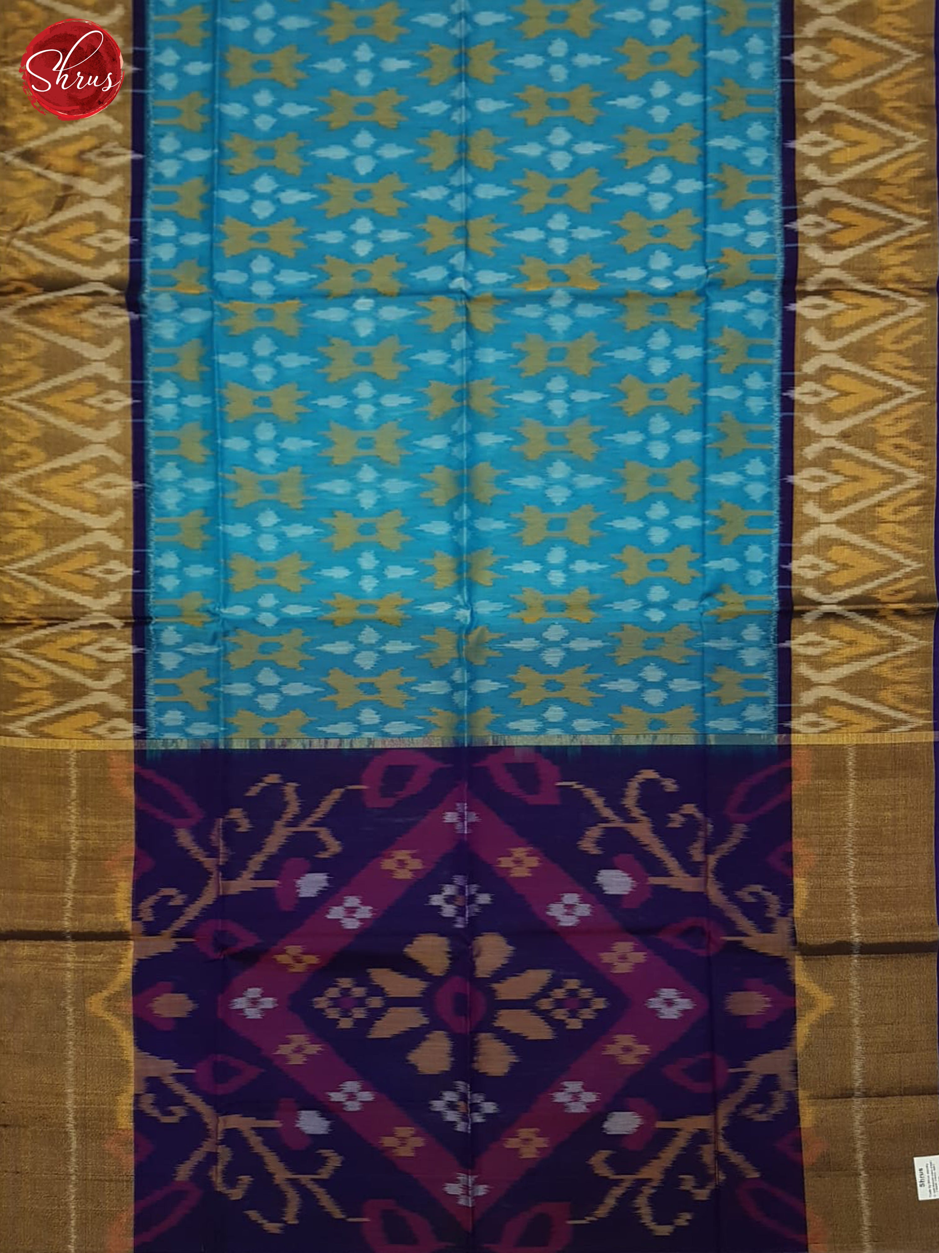 Blue And Purple-Pochampally Silk Cotton Saree - Shop on ShrusEternity.com